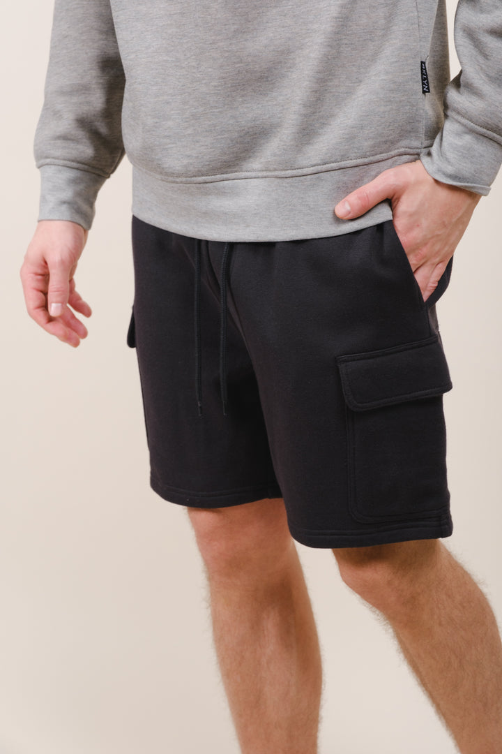 Brooklyn Cloth men's 7-inch Core Fleece Cargo Short with pockets
#color_black