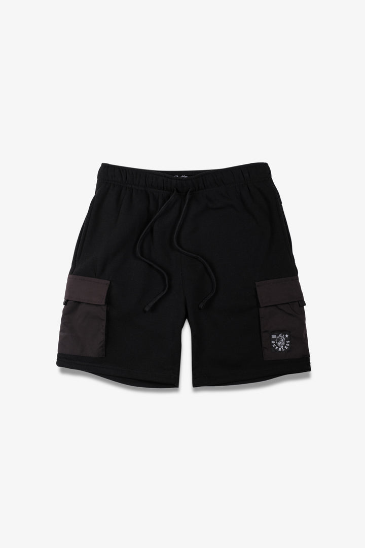 7-inch inseam men's fleece shorts with secure nylon pocket design
#color_black