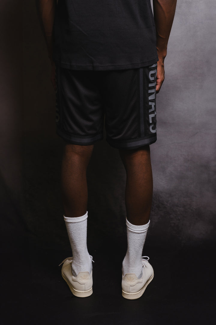 Men's Originals Paneled Basketball Shorts with elastic and drawstring waist
#color_black