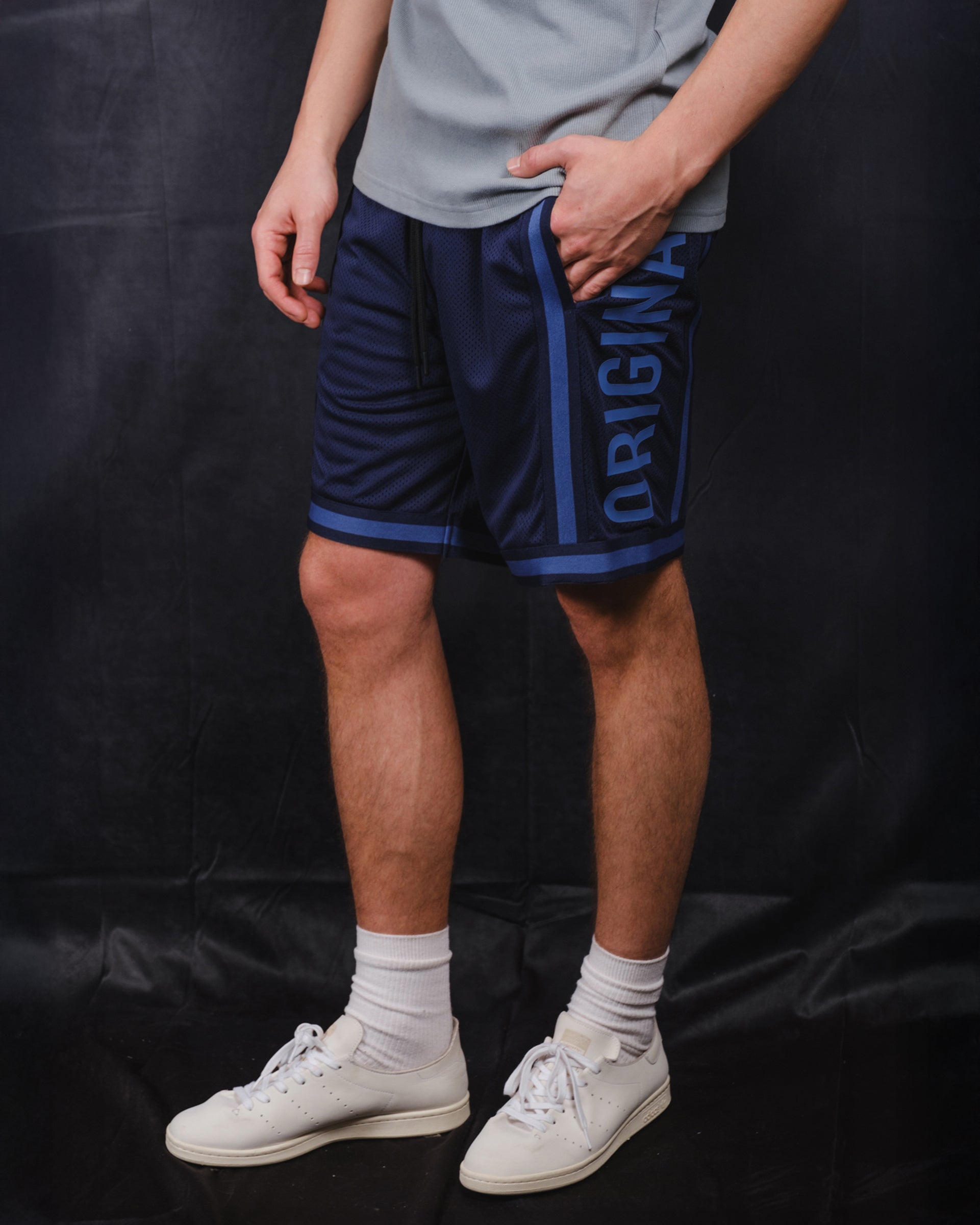 Originals Nylon Paneled Basketball Shorts 
#color_french-navy