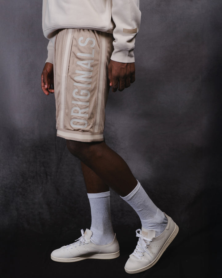 Men’s paneled basketball shorts with elastic waist 
#color_pumice-stone