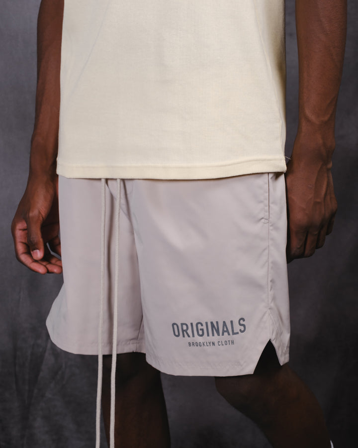 Men's Originals Retro Stretch Shorts with flexible fabric and relaxed fit
#color_sand