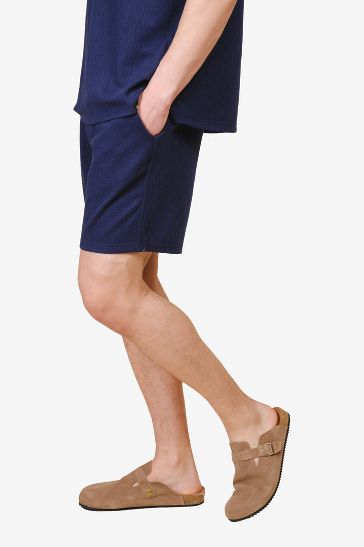 5-inch seam vertical cross knit short in the color navy 
#color_french-navy