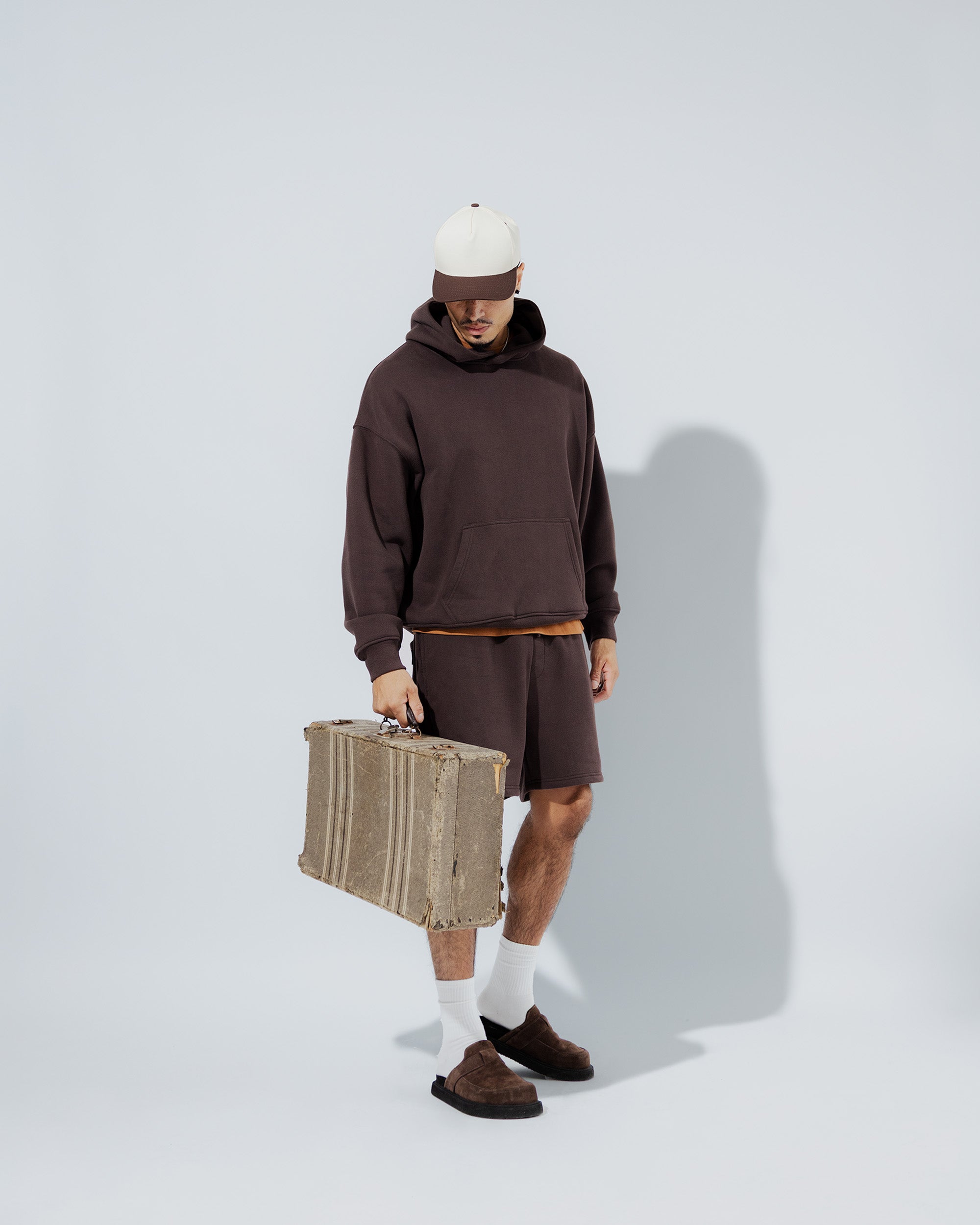 5" Heavy Weight Fleece Shorts in Brown