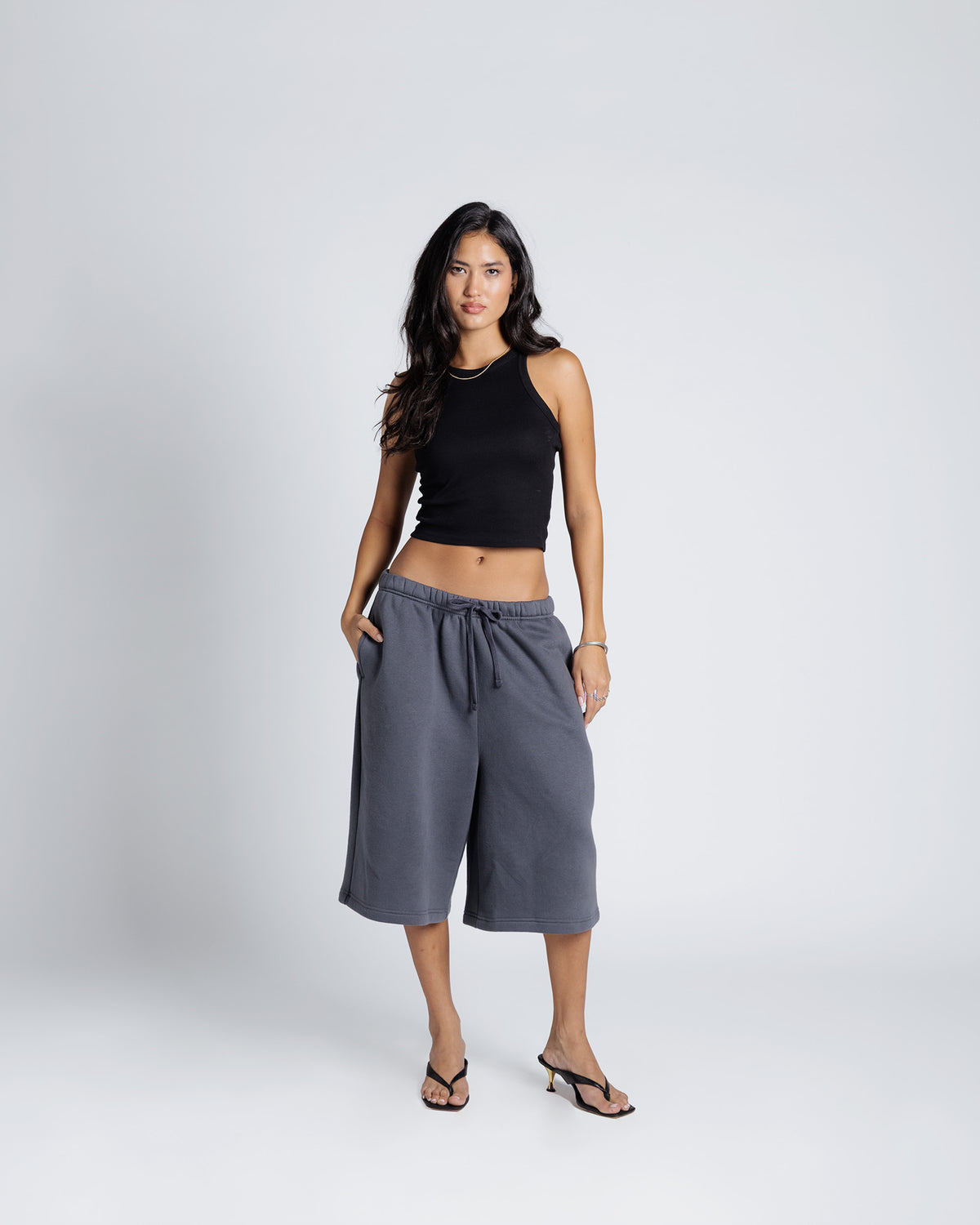 Oversized Sweatshort in Steel grey