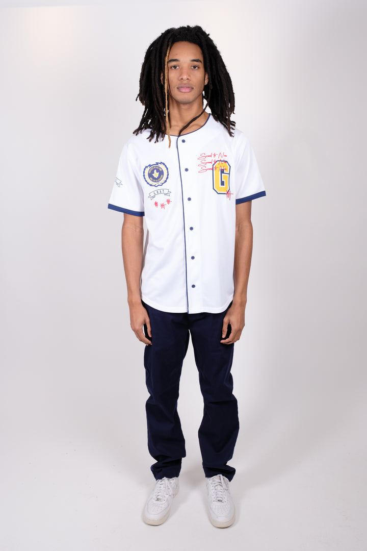 Relaxed fit Goat Baseball Jersey 
#color_white