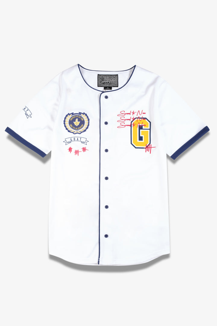 Goat Baseball Jersey for men 
#color_white