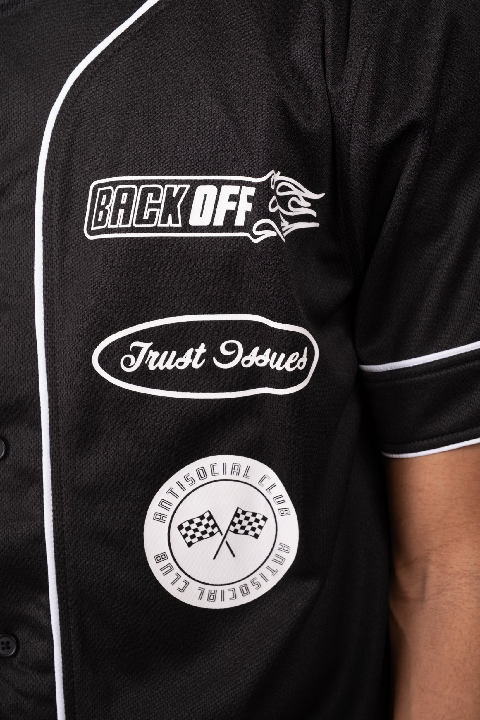 Back Off, Trust Issues Mesh Baseball Jersey
#color_black