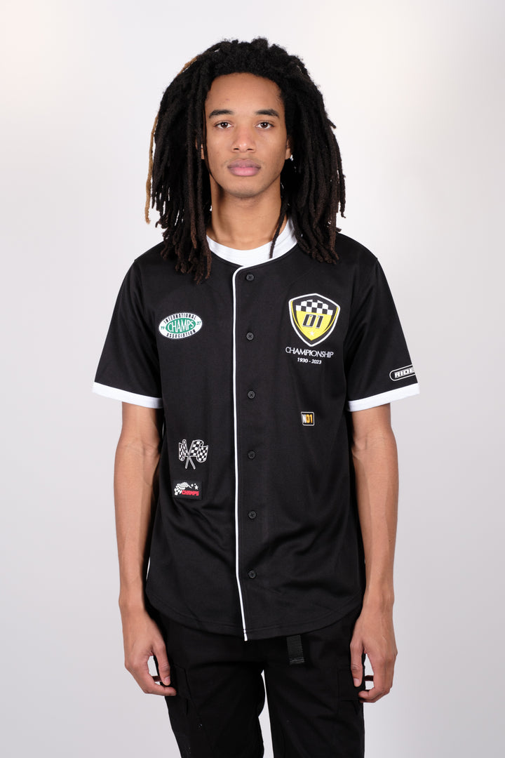 Trendy Mesh Baseball Jersey #color_black-and-white