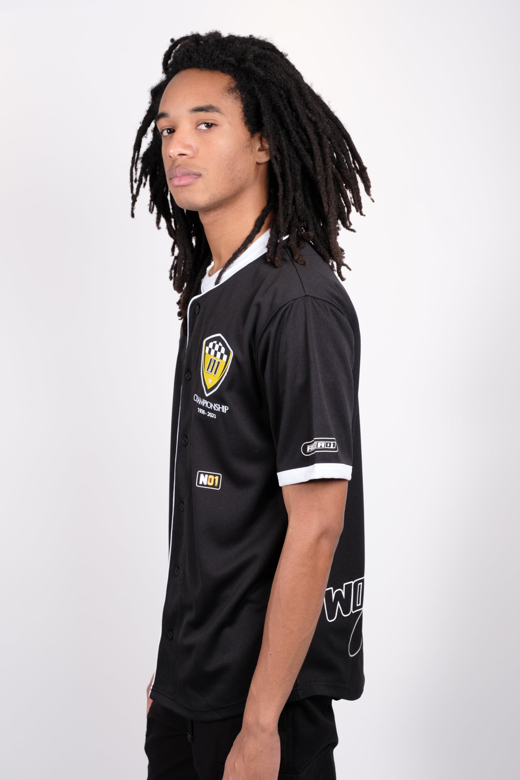 Mesh Baseball Relaxed Fit Jersey
#color_black and white