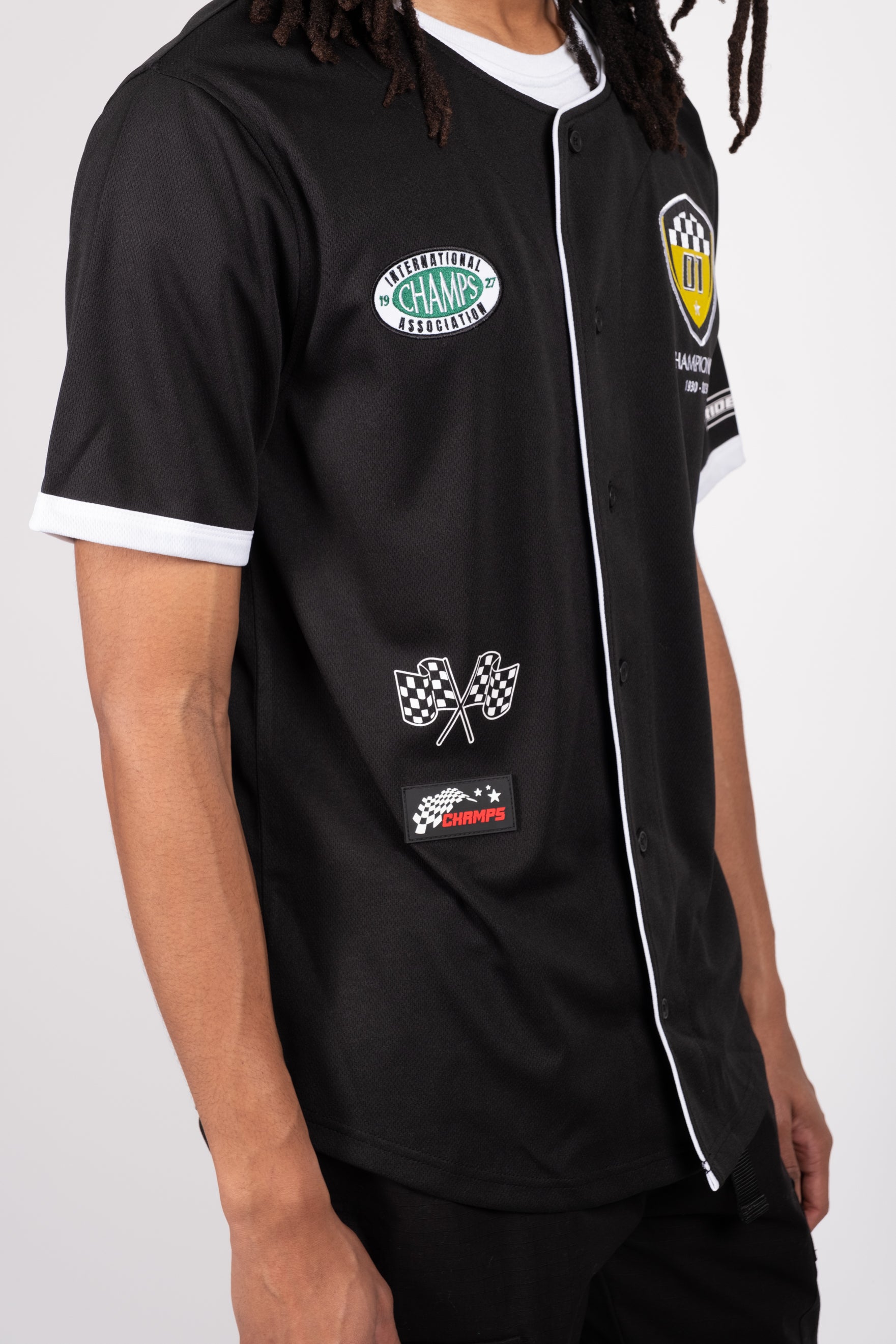 Mesh Baseball Jersey for men 
#color_black and white