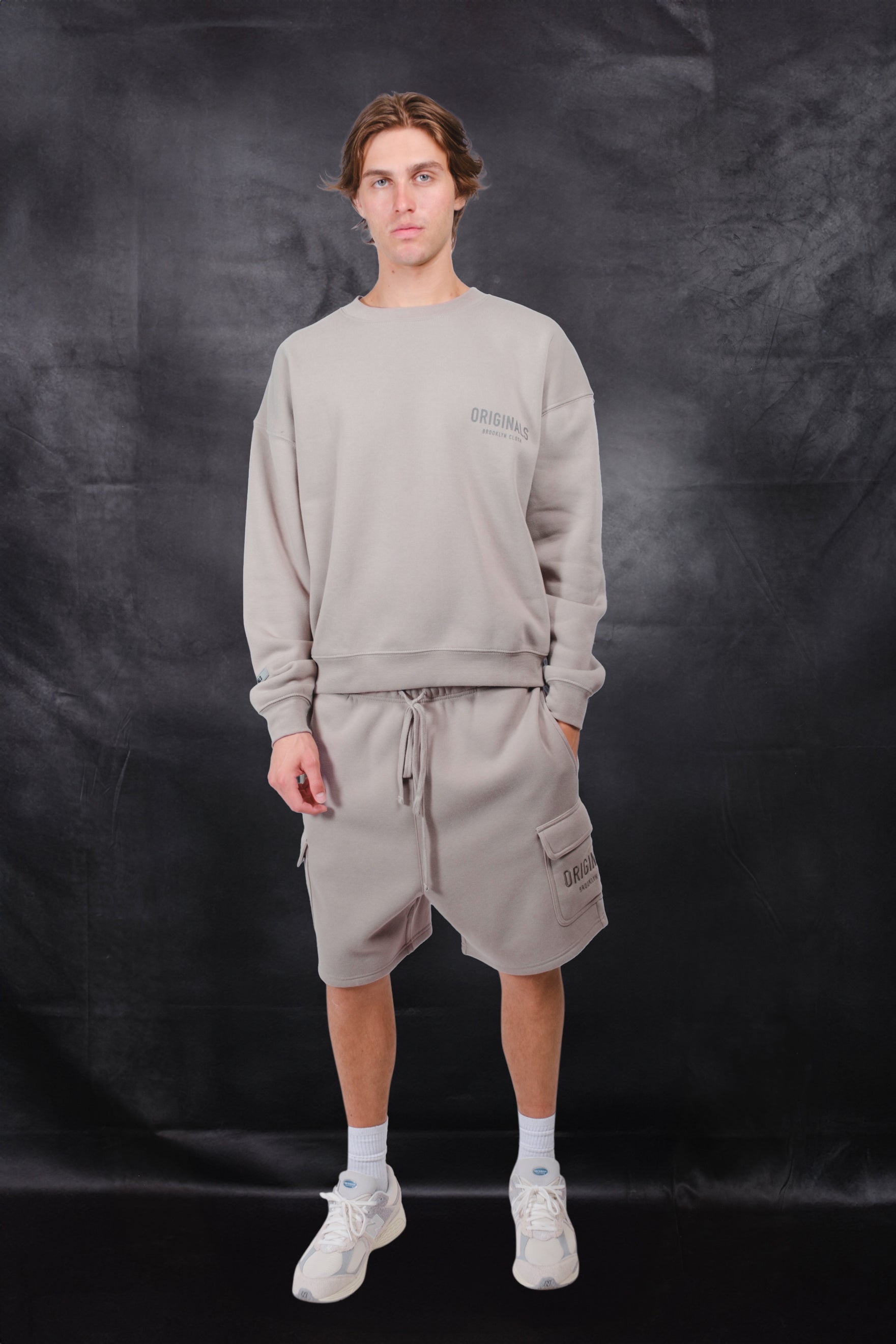 Brooklyn Cloth Originals Tonal Hd Fleece with comfortable ribbed cuffs
#color_pumice stone