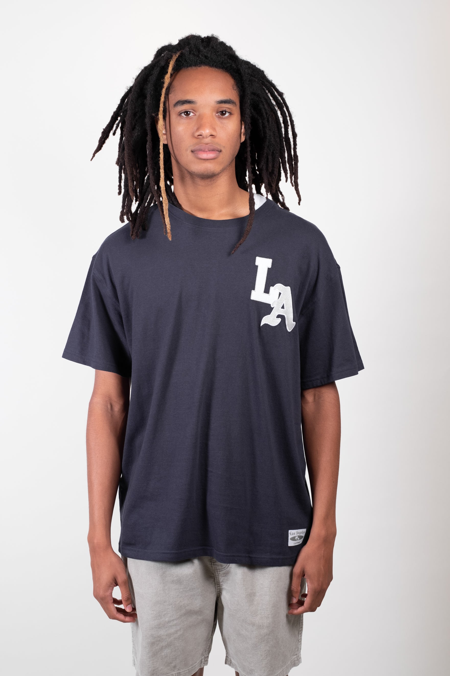 Boxy LA Varsity Tee 
#color_french-navy