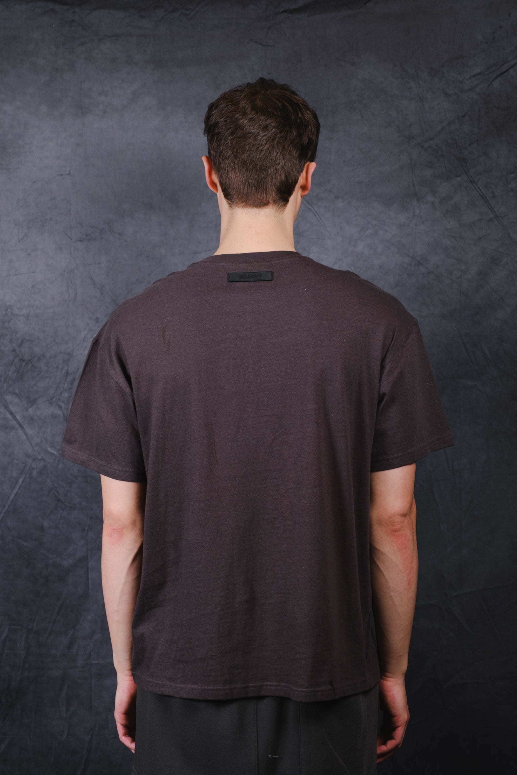 Durable men's t-shirt with embroidery detail on center chest 
#color_dusty-black