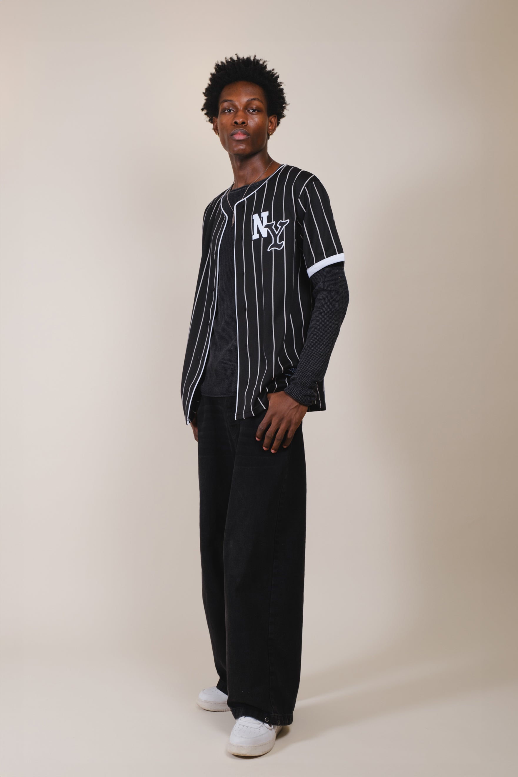 Pinstripe Baseball Jersey #color_black