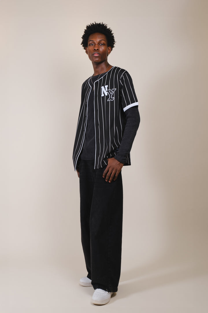 Pinstripe Baseball Jersey #color_black