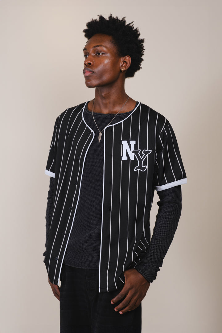 NY Pinstripe Baseball Jersey
#color_black