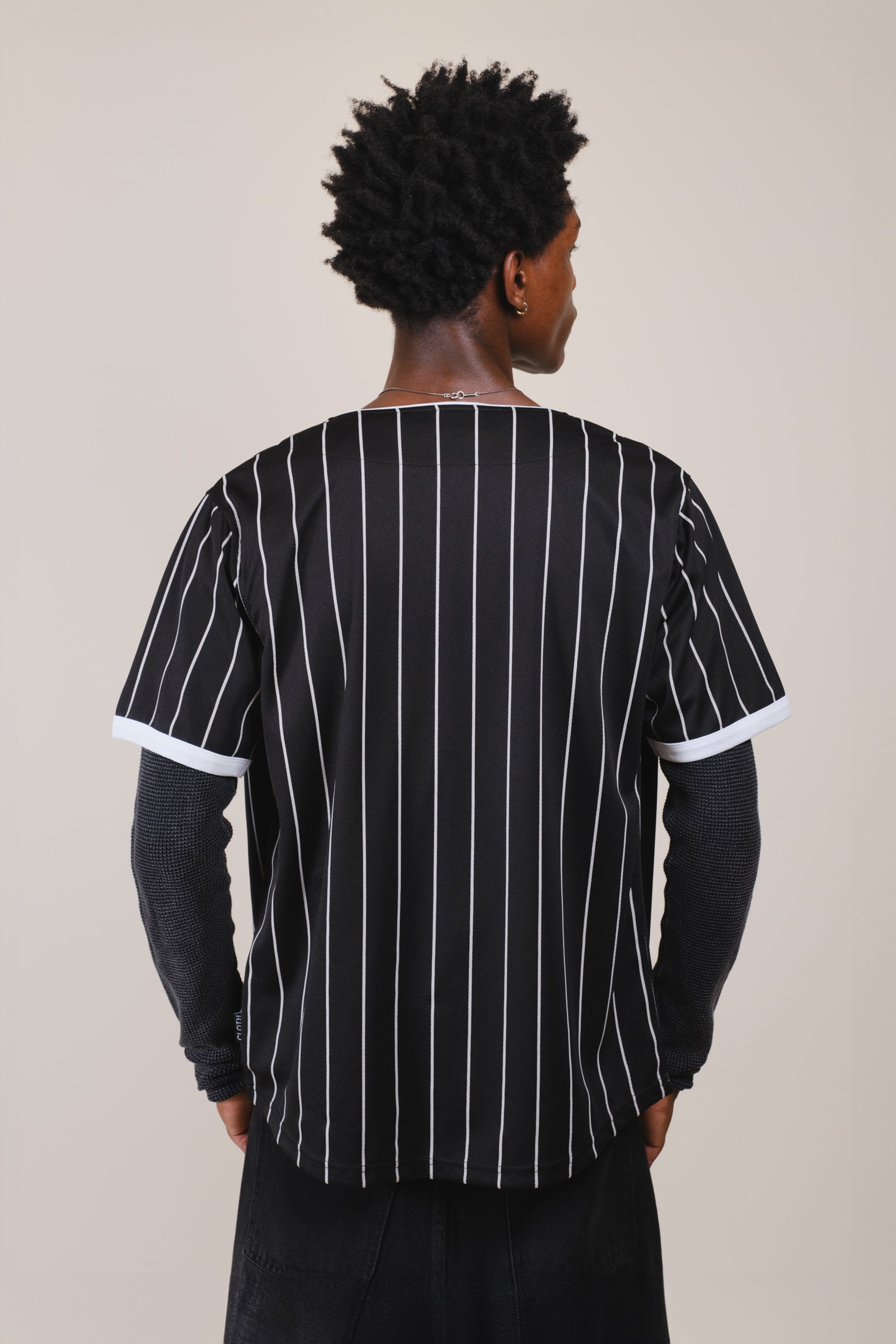 Trendy NY Pinstripe Baseball Jersey #color_black