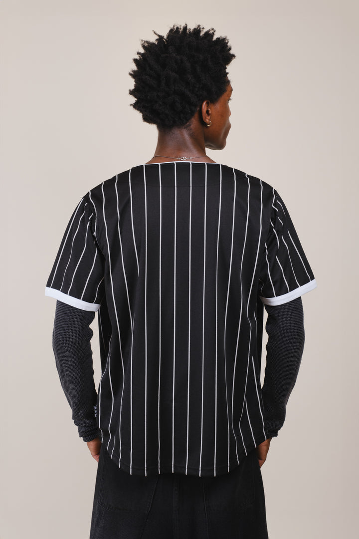 Trendy NY Pinstripe Baseball Jersey #color_black
