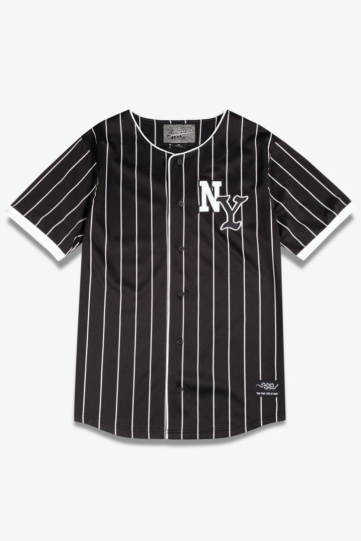 Men's NY Pinstripe Baseball Jersey #color_black