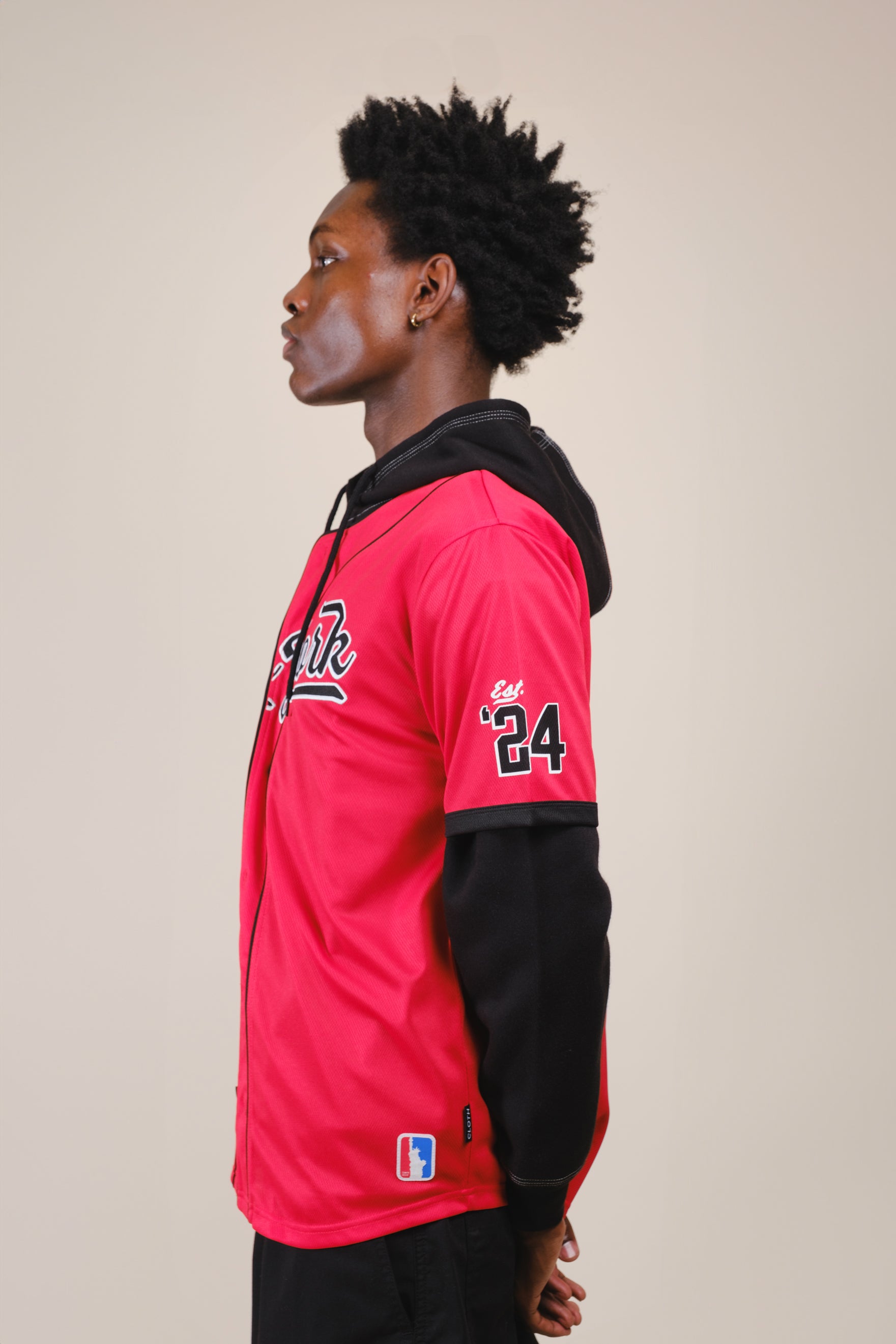 trendy Men’s NY Excelsior baseball jersey
#color_red