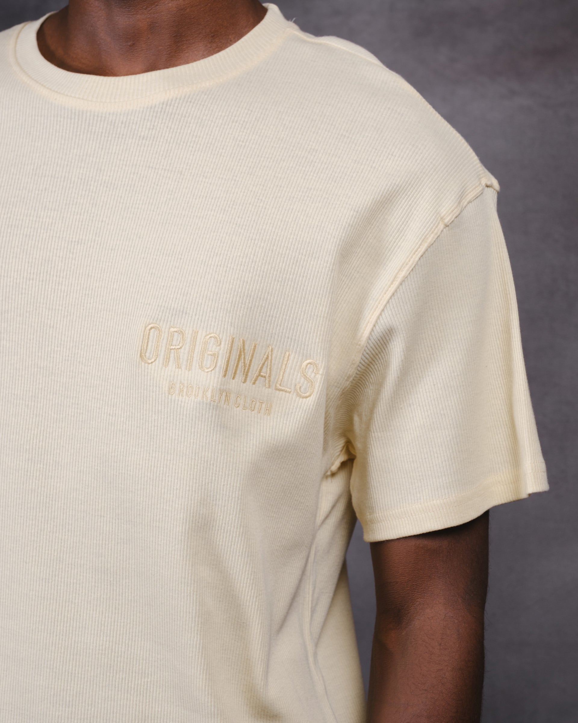 Soft cotton Originals Ribbed Tee, ribbed for texture and style
#color_biscuit