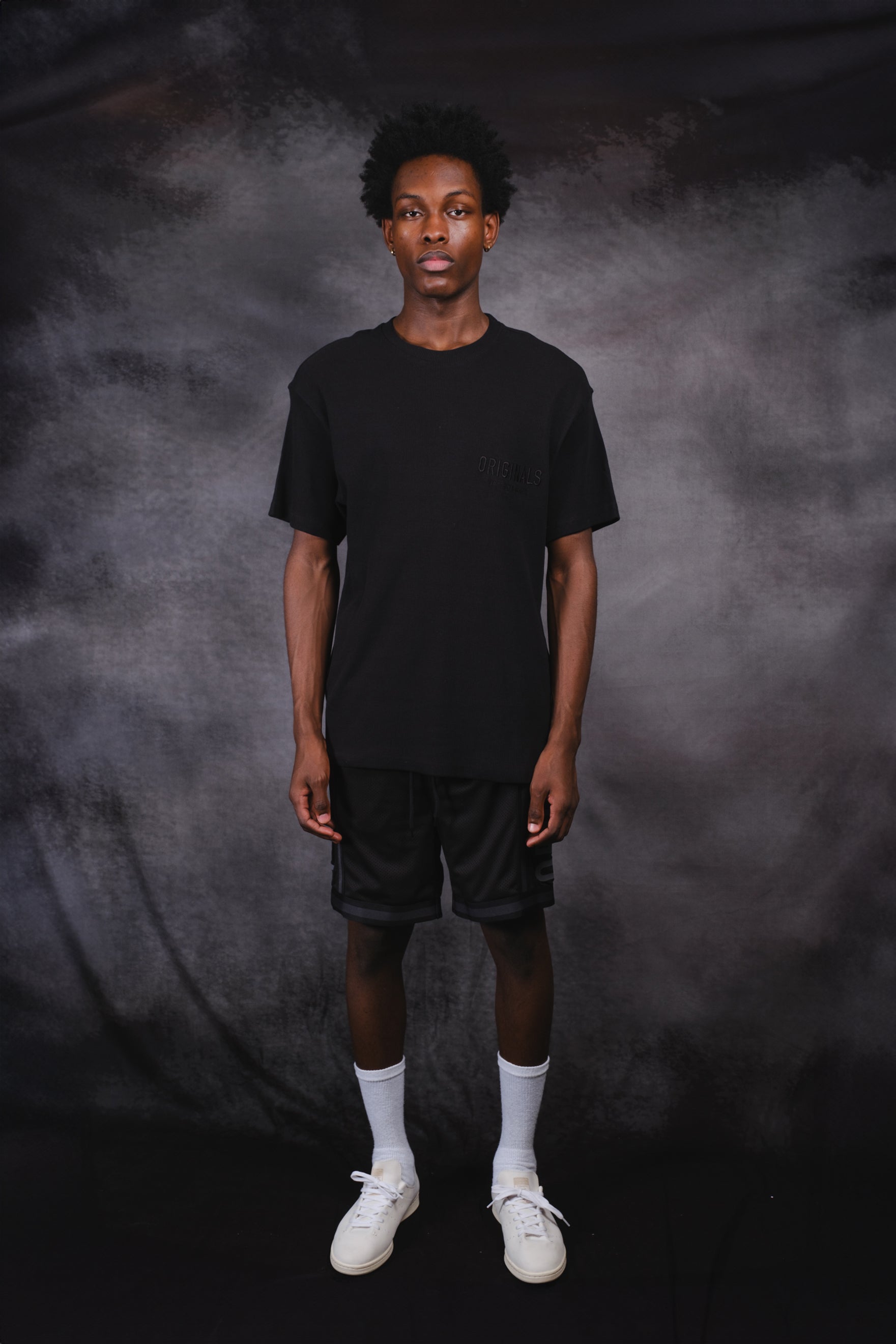 Textured Originals Ribbed Tee in soft cotton with classic crew neck
#color_black
