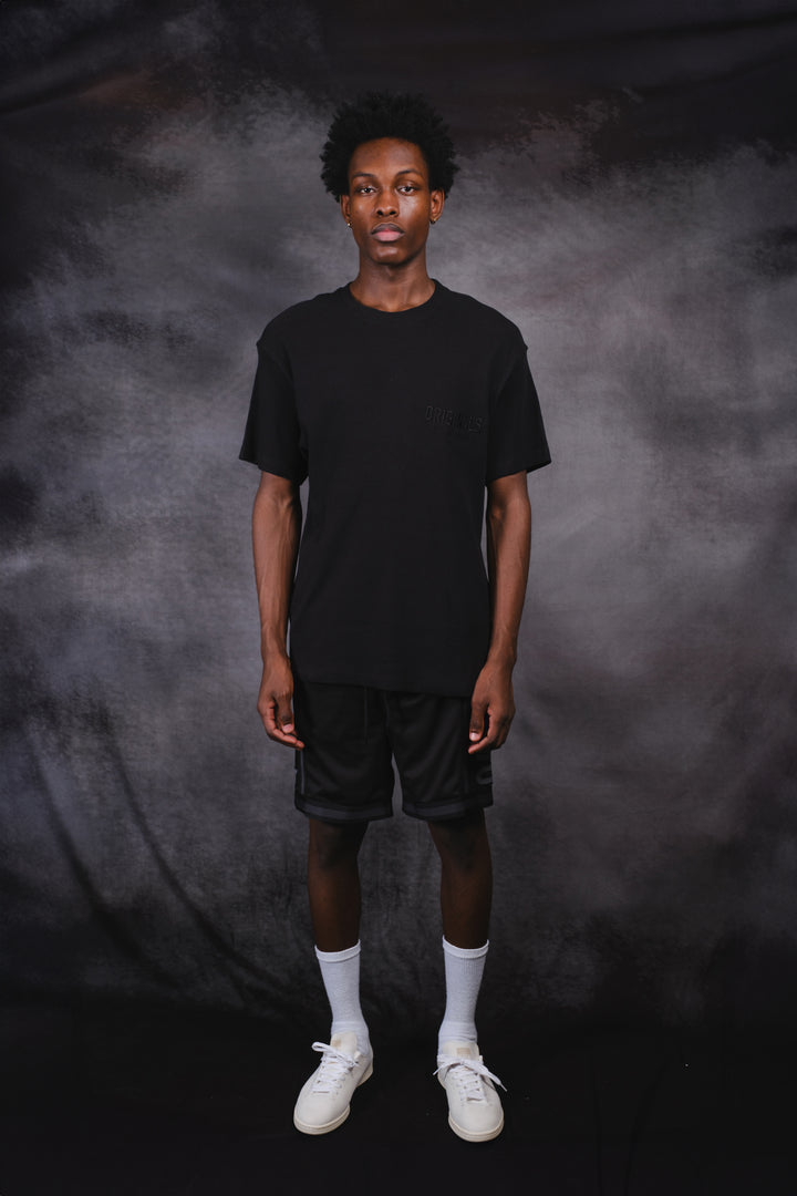 Textured Originals Ribbed Tee in soft cotton with classic crew neck
#color_black