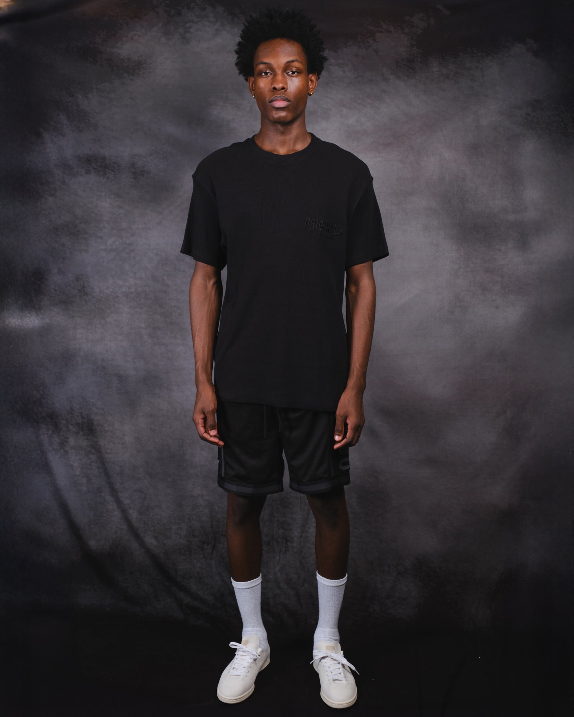 Textured Originals Ribbed Tee in soft cotton with classic crew neck
#color_black