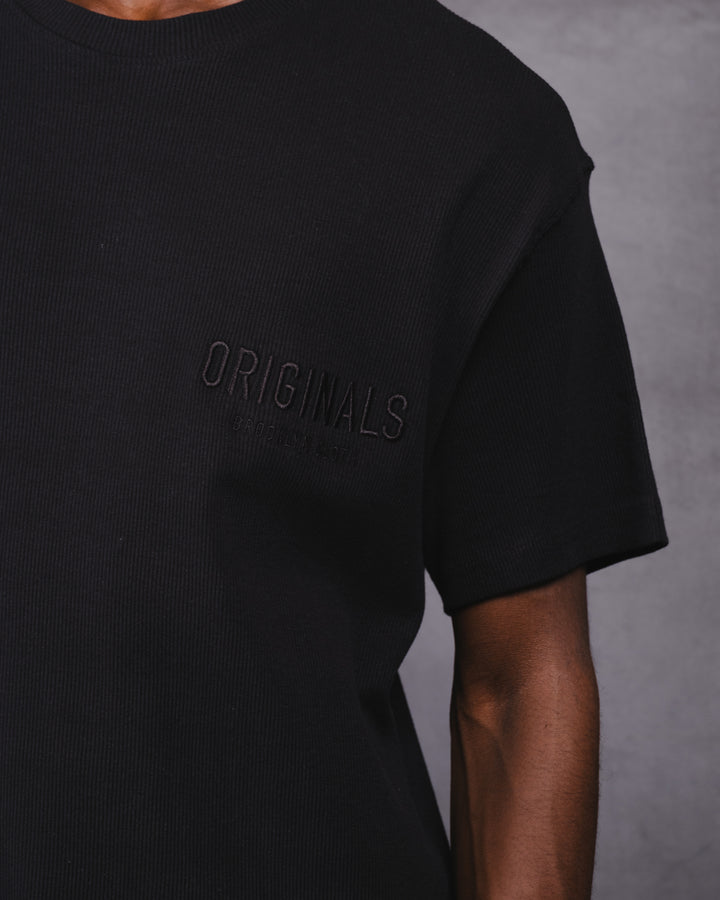Textured Originals Ribbed Tee in soft cotton with classic crew neck
#color_black