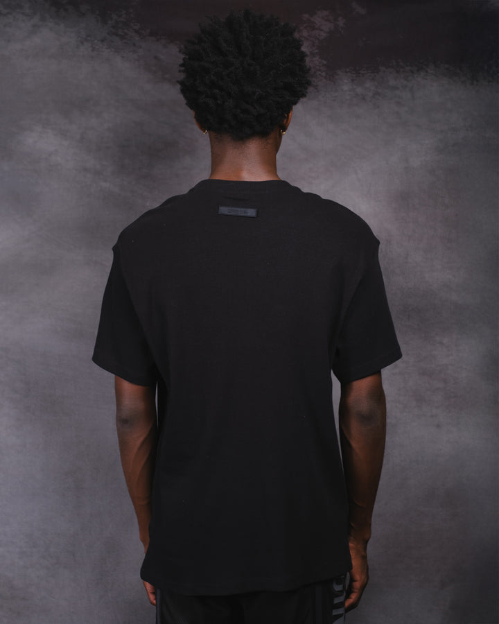Textured Originals Ribbed Tee in soft cotton with classic crew neck
#color_black