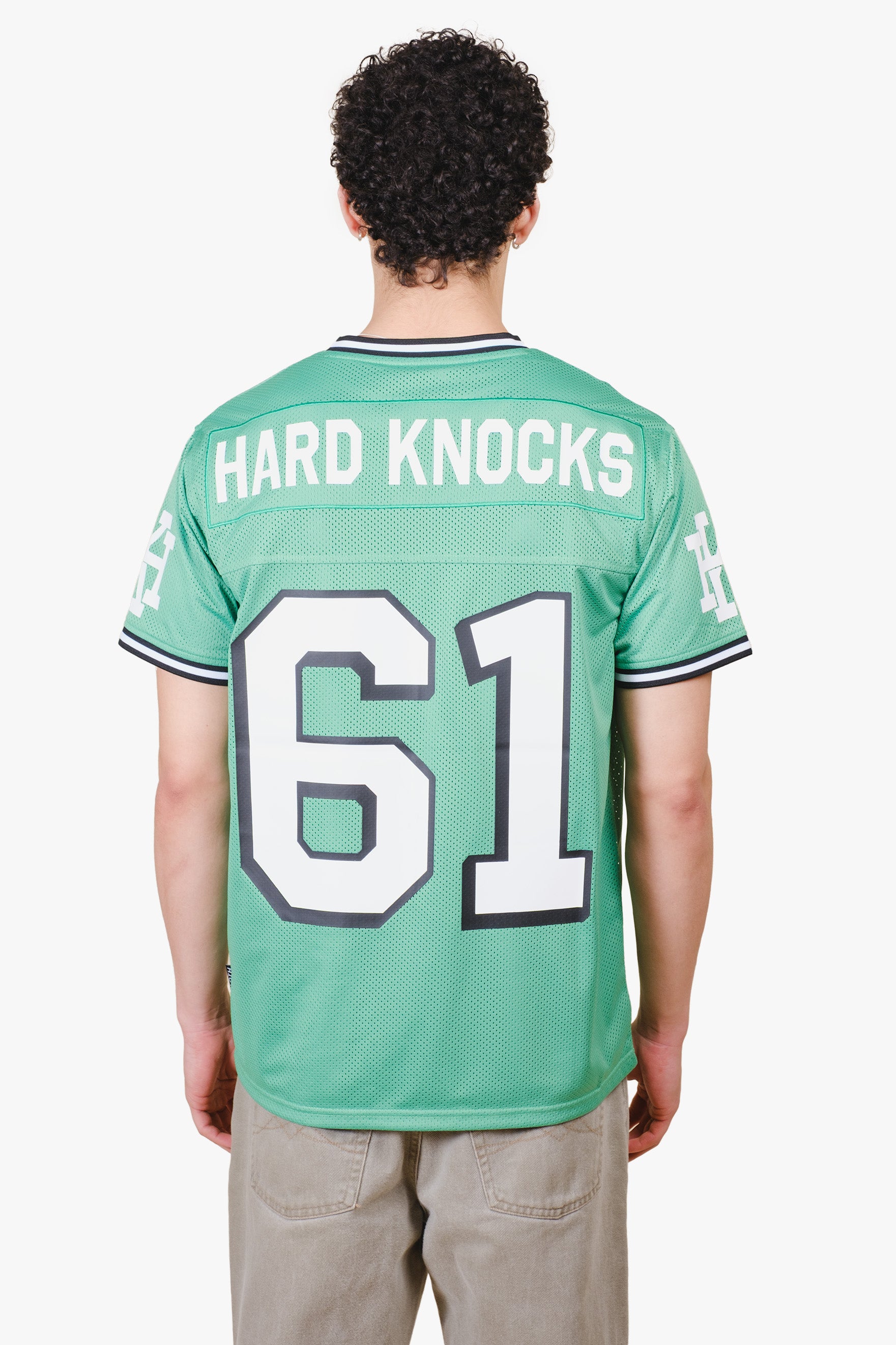 Football jersey with Hard knocks detailing
#color_kelly green
