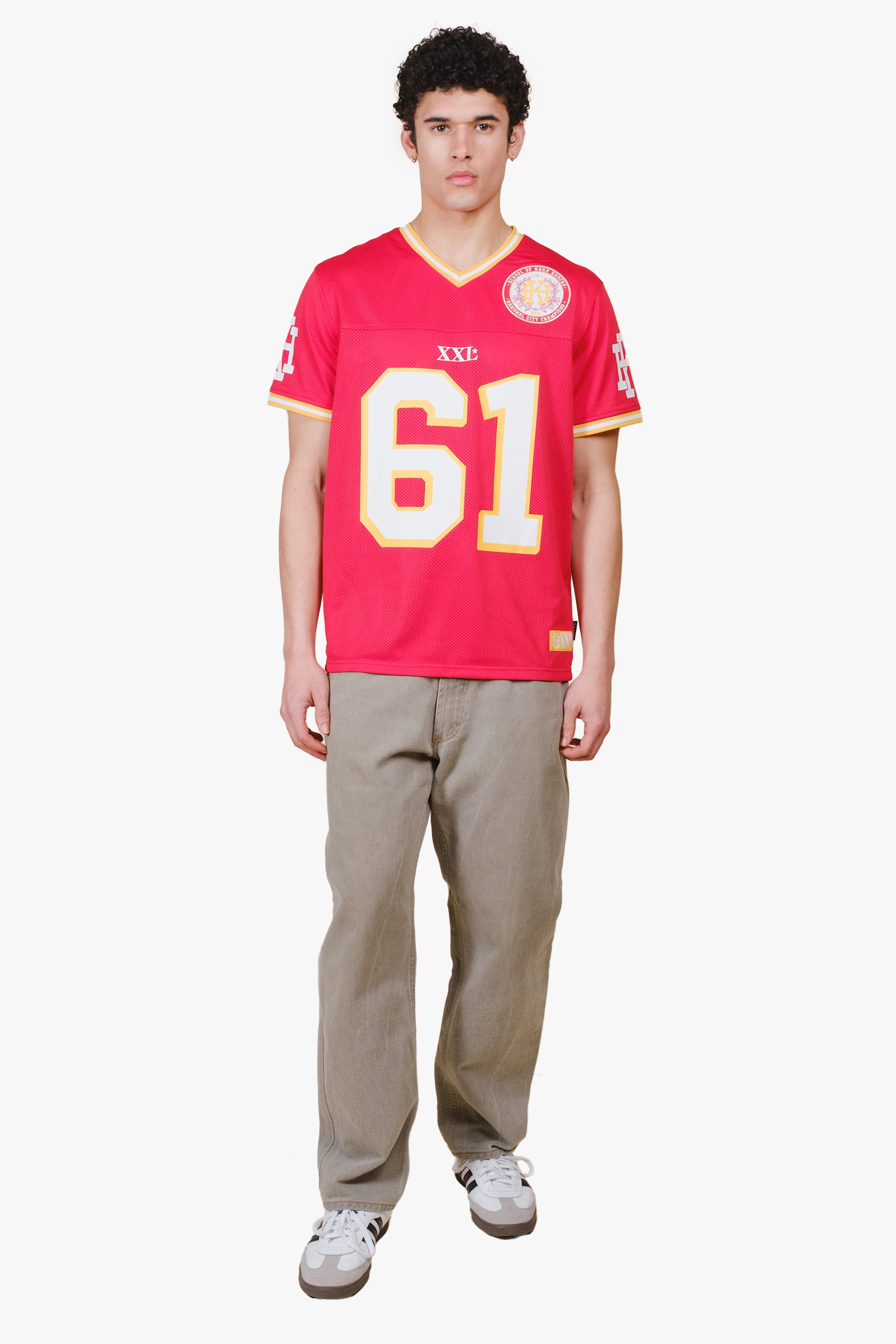 V neck short sleeve hard knocks jersey 
#color_red