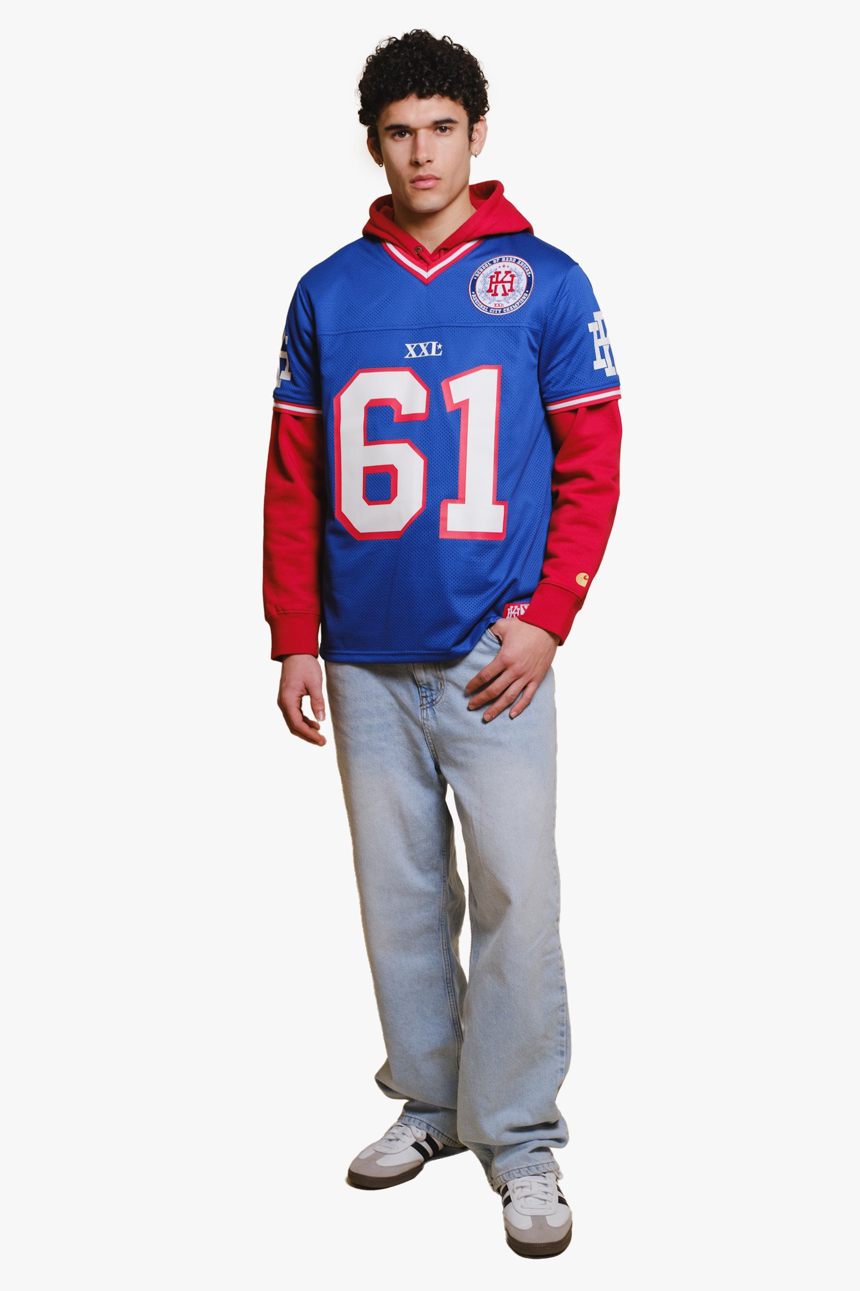 Royal blue hard knocks football jersey 
#color_royal blue
