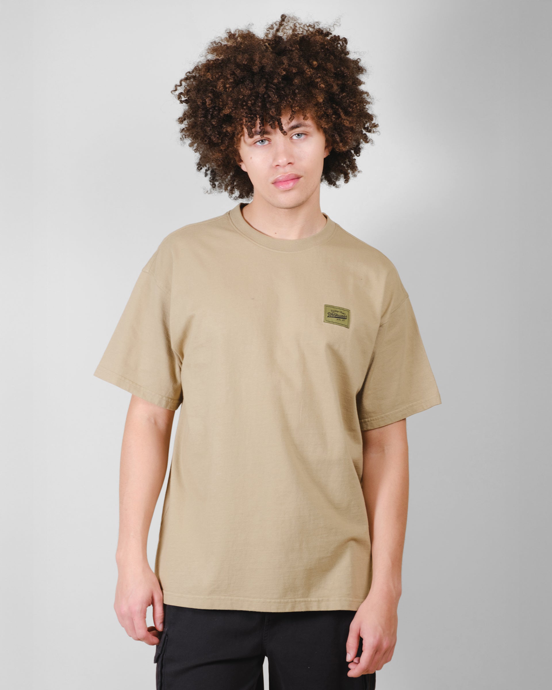 Men's relaxed fit t-shirt with urban workwear division lettering
#color_olive-grey