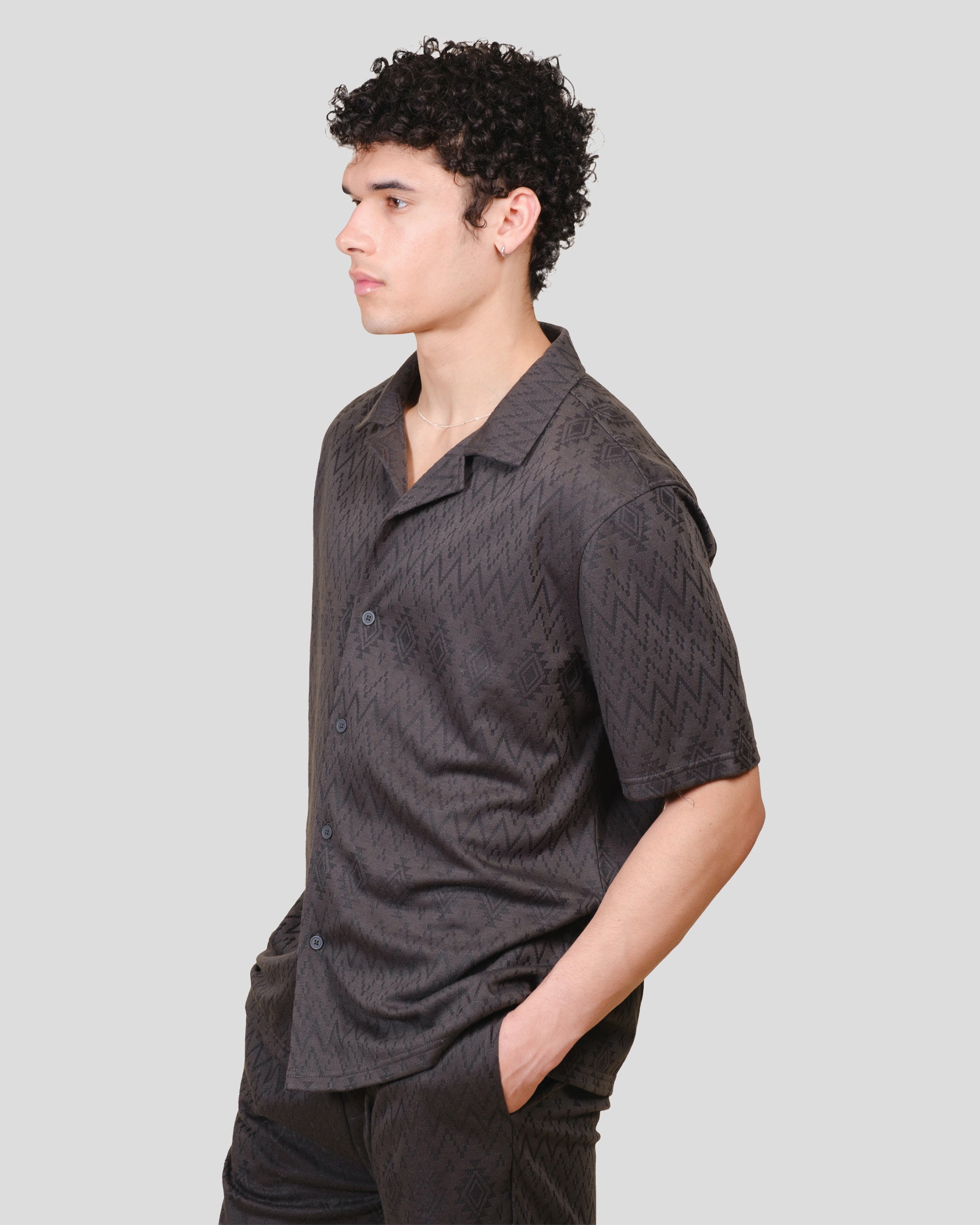 トップス mesh jacquard knit shirt Aztec Jacquard Knit Shirt | Brooklyn Cloth