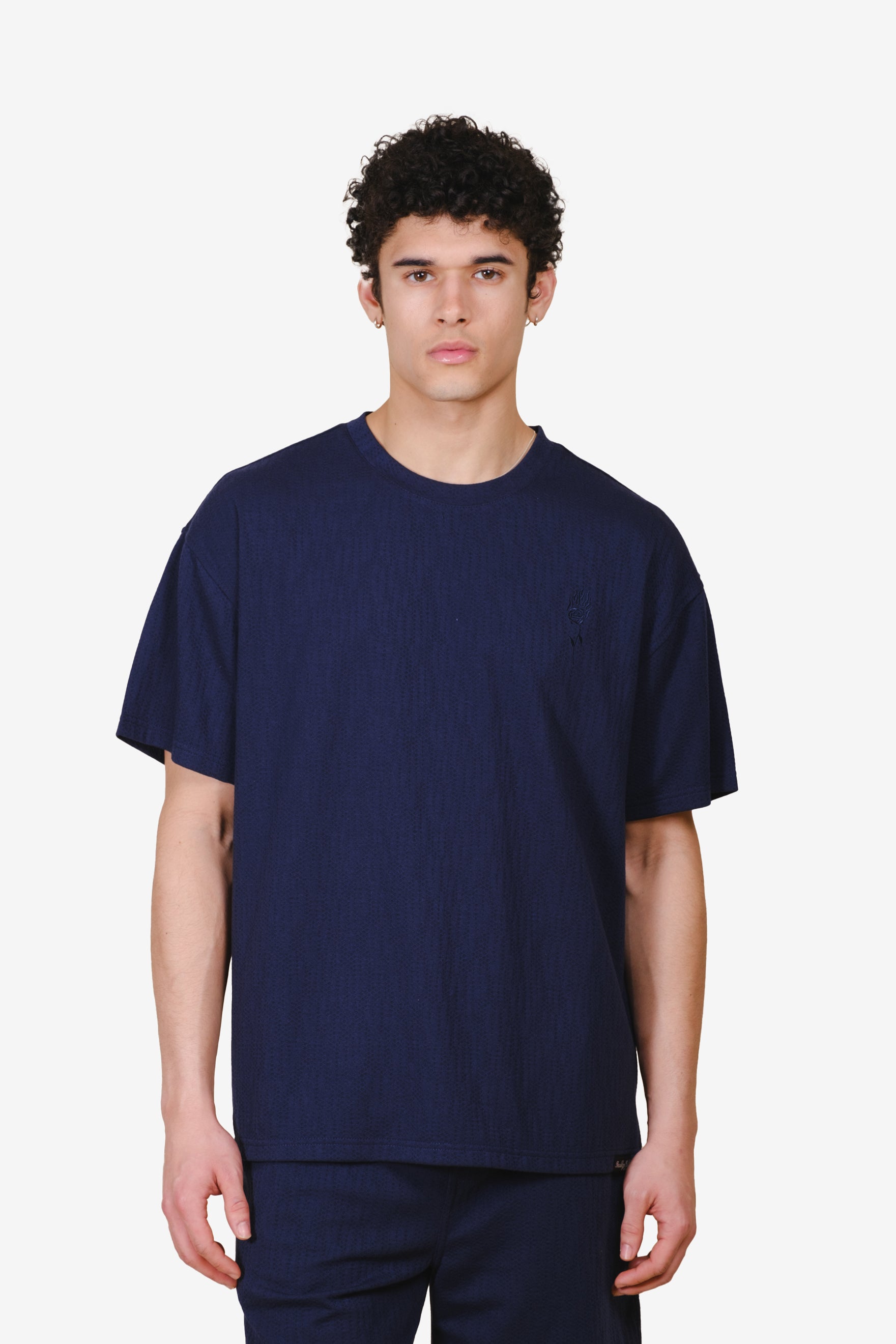 Vertical cross embroidered tee #color_french-navy