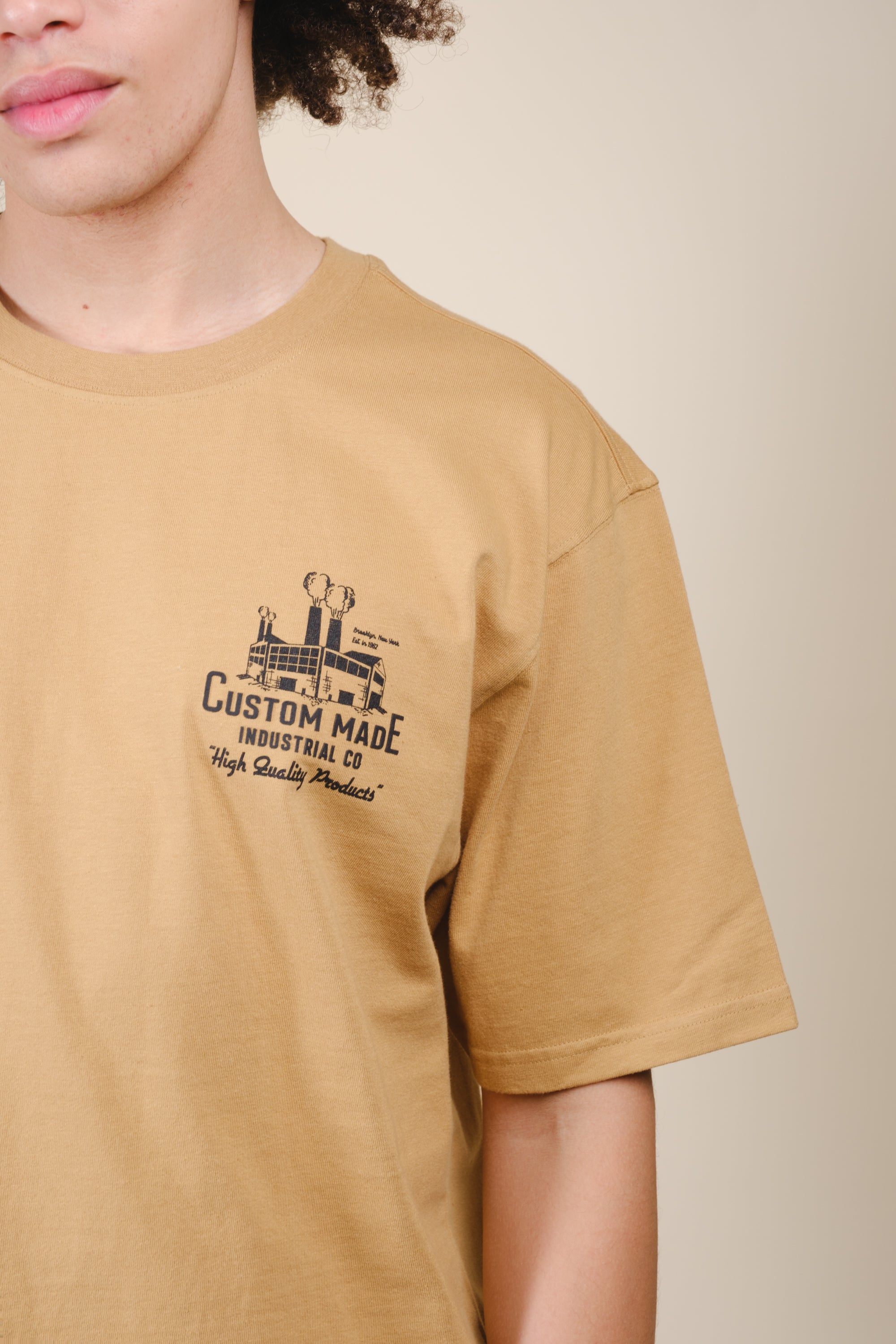 Men's relaxed ,boxy cut heavyweight t-shirt  #color_curry