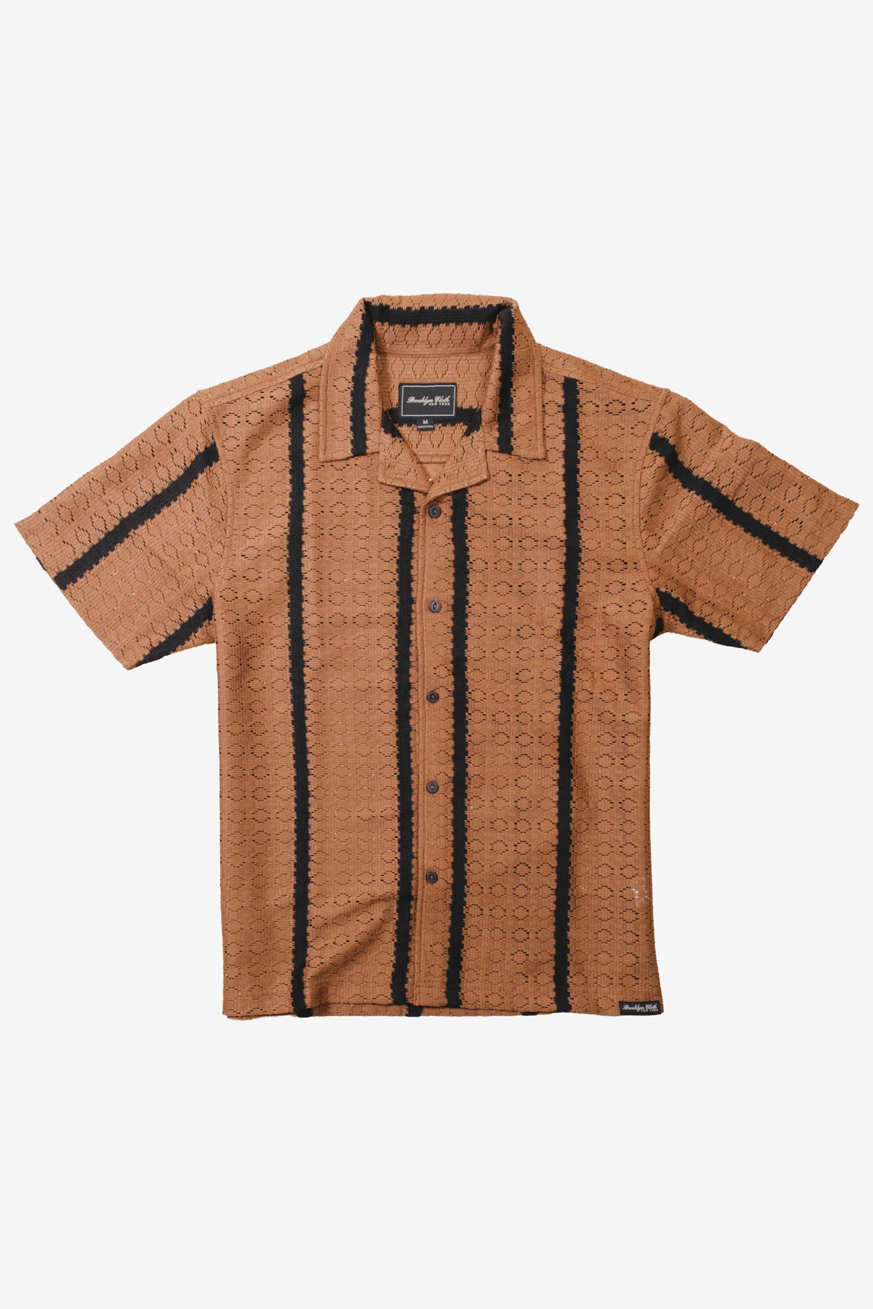 Men's Camp collar shirt with vertical stripes
#color_toffee