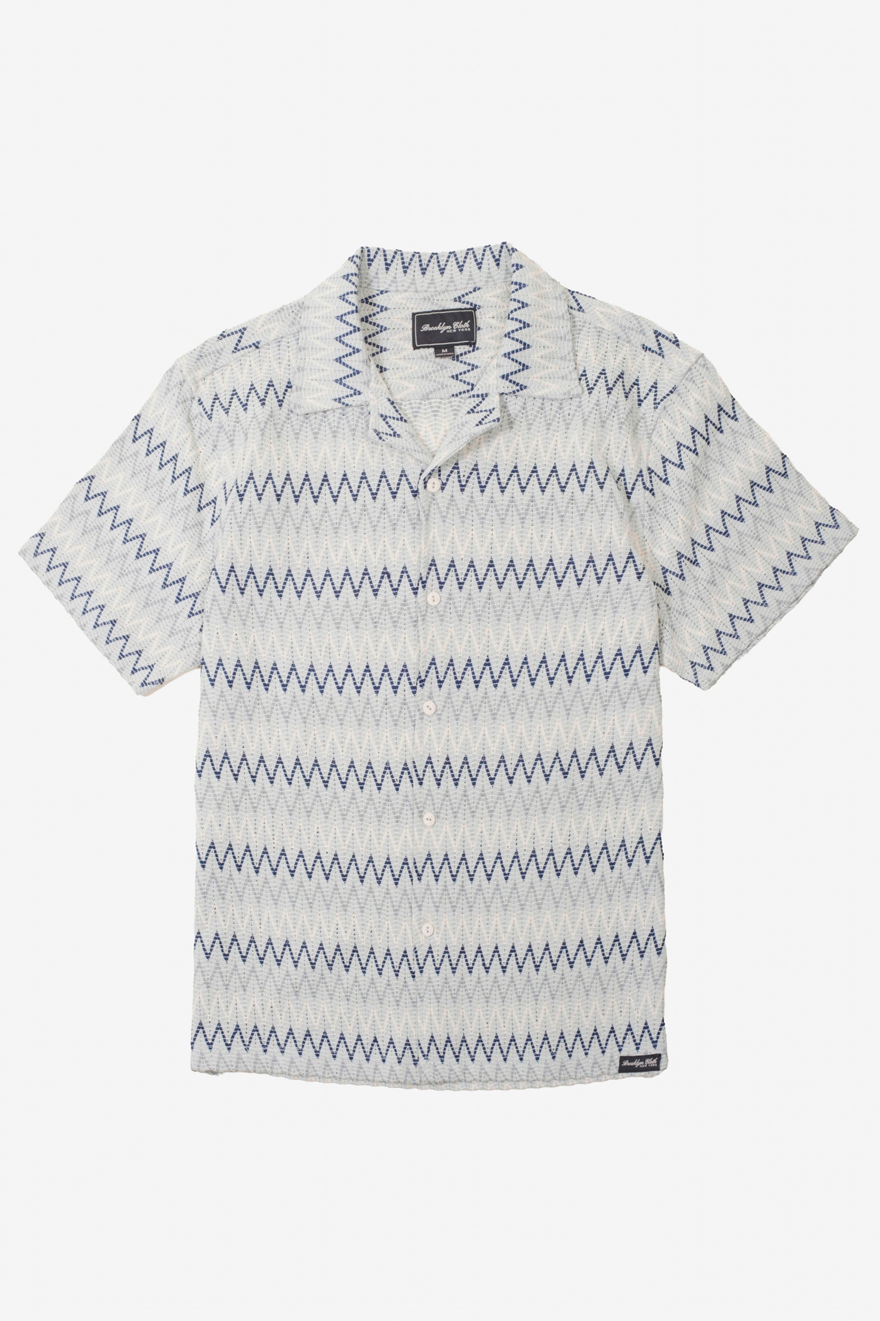 Men's light blue/aqua gray knit button-up camp collared shirt.#color_aqua-gray