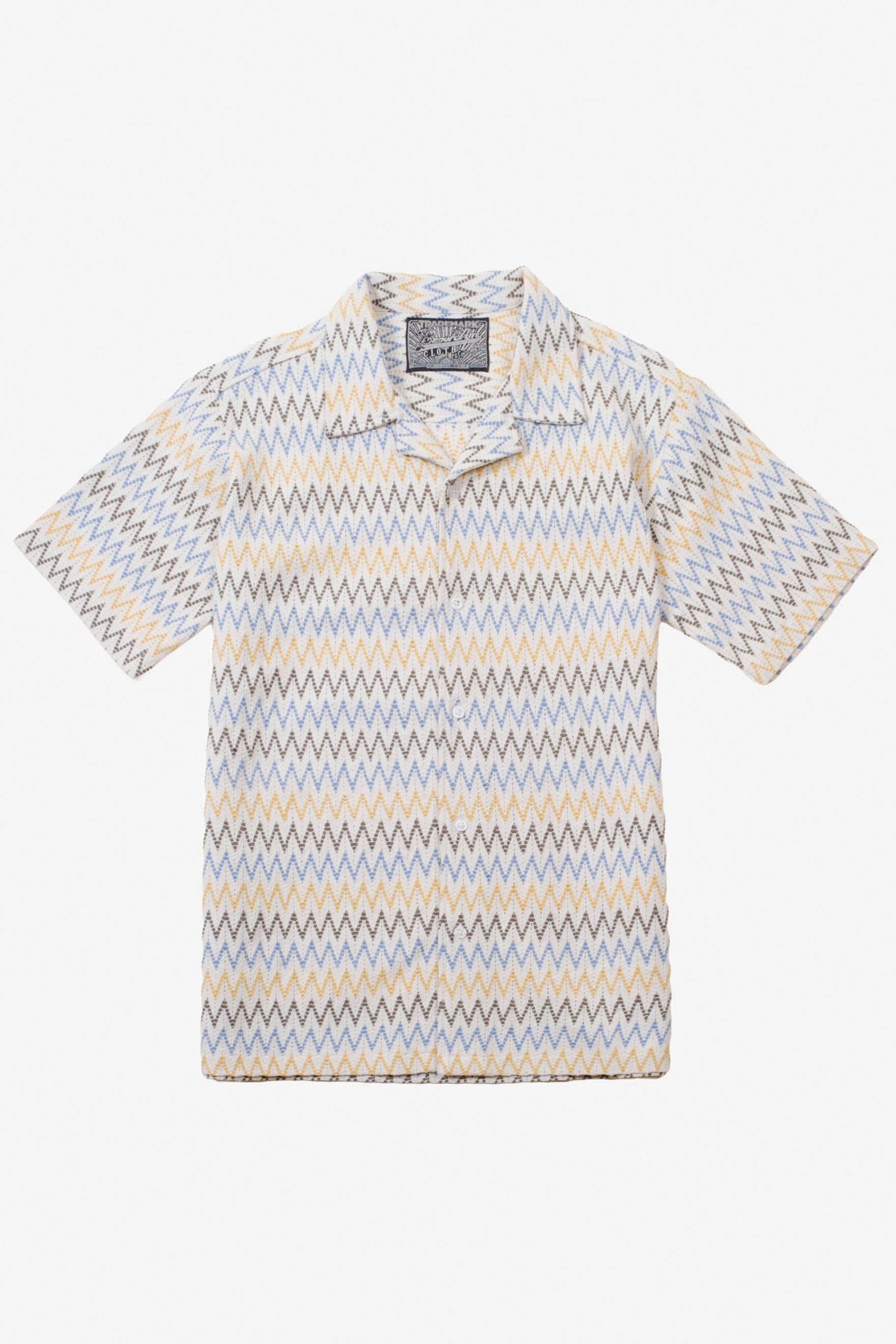 Men's light blue/aqua gray knit button-up camp collared shirt.#color_aqua-sand