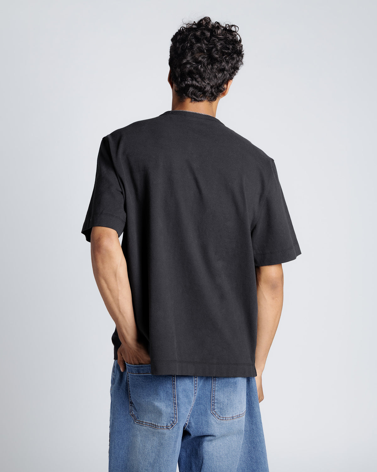 Rose Embroidery Tee in Black