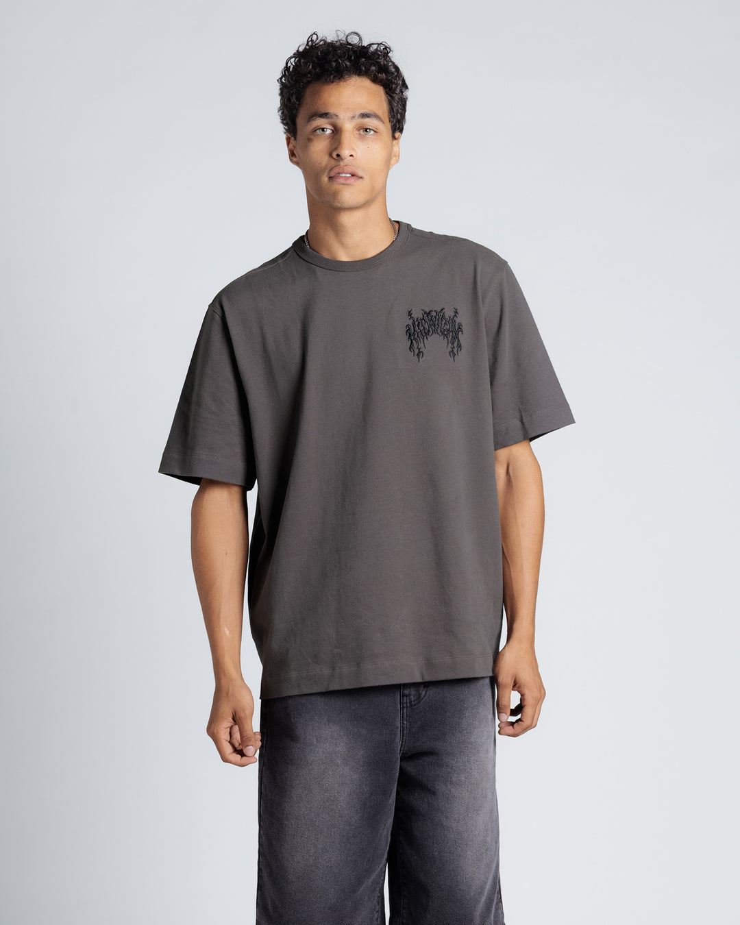Midnight Embroidery Tee - Dark Grey