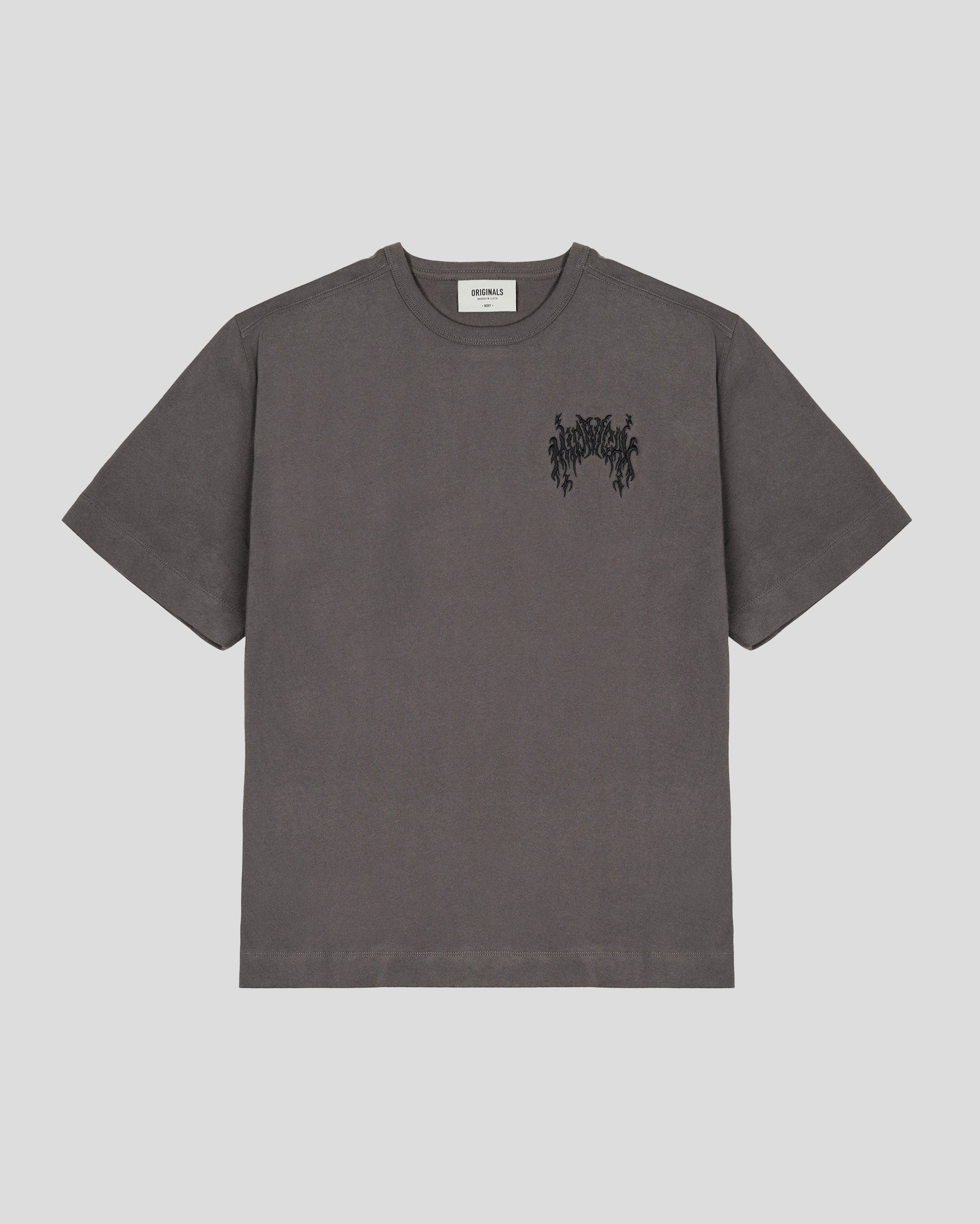 Midnight Embroidery Tee in Dark grey