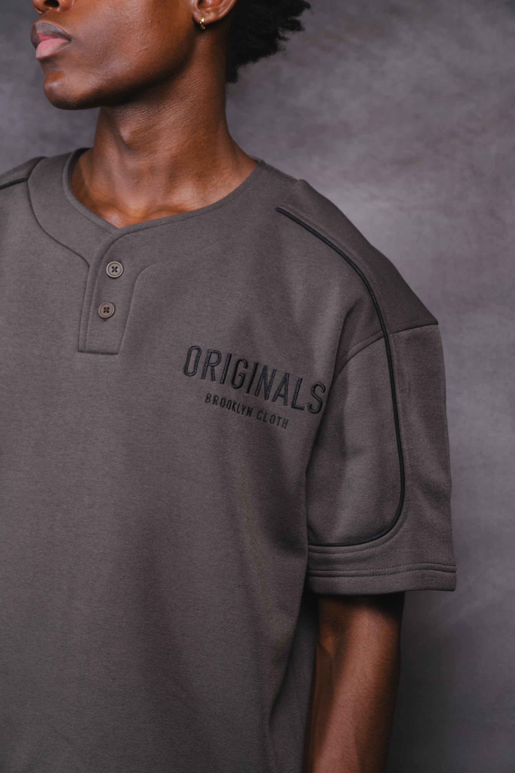 Brooklyn Cloth Originals Fleece Baseball Shirt, Oversized Fit, Pumice Stone Color, Graphics, for Men, Men's, Size: Small Brooklyn Cloth Originals Fleece Baseball Shirt, Oversized Fit, Pumice Stone Color, Graphics, for Men, Men's, Size: Small