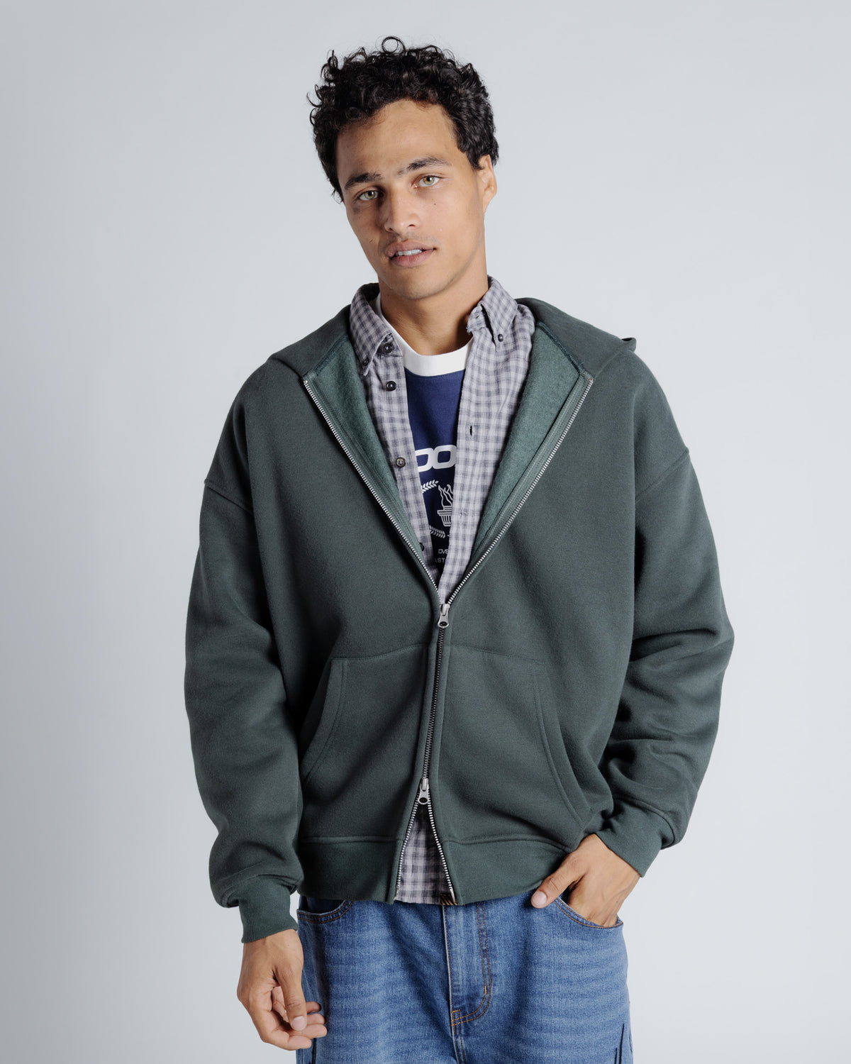 The Daily Heavyweight Zip Hoodie in Dark spruce