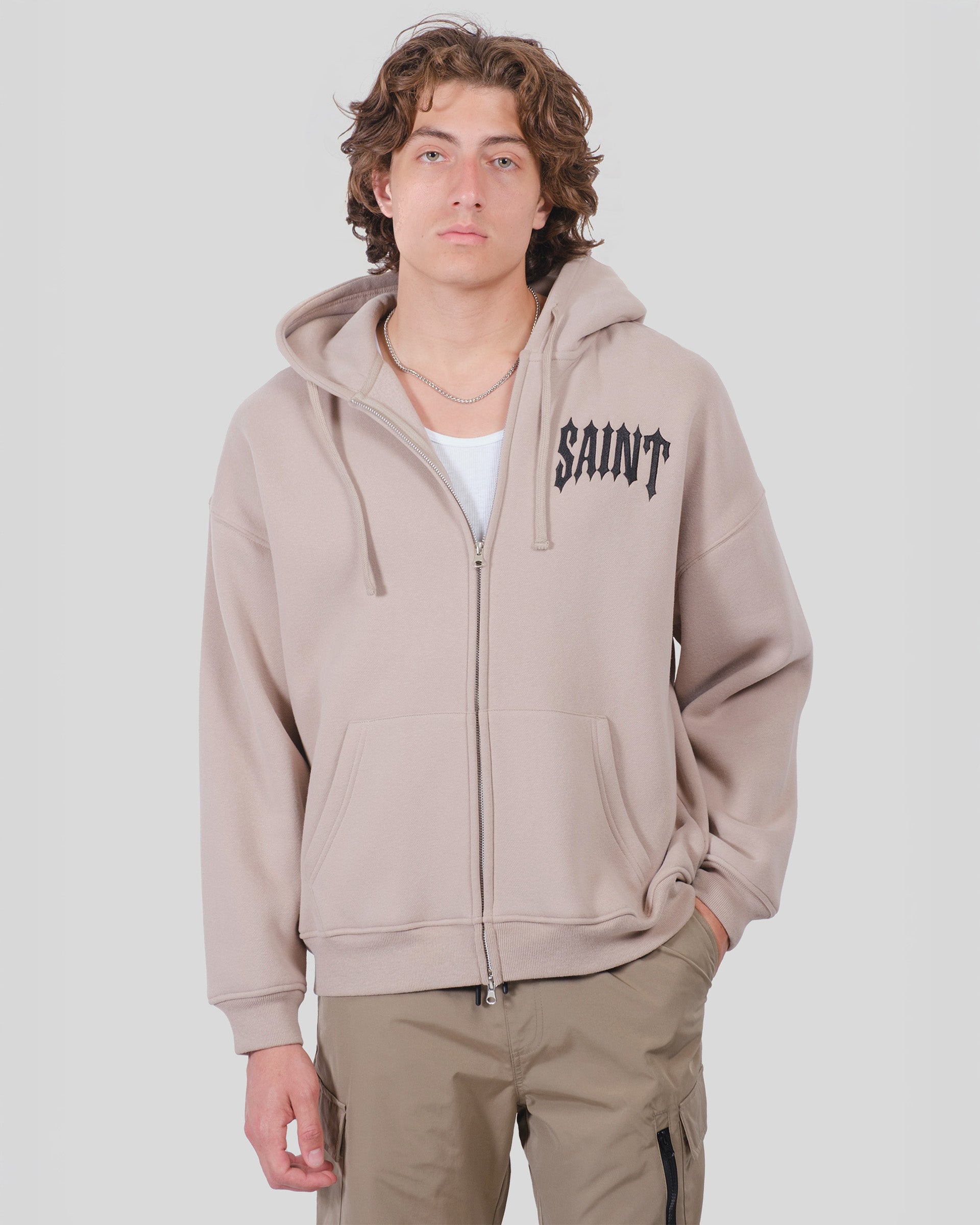 Heavy Weight Saint Zip Hoodie | Men's Tops | Brooklyn Cloth