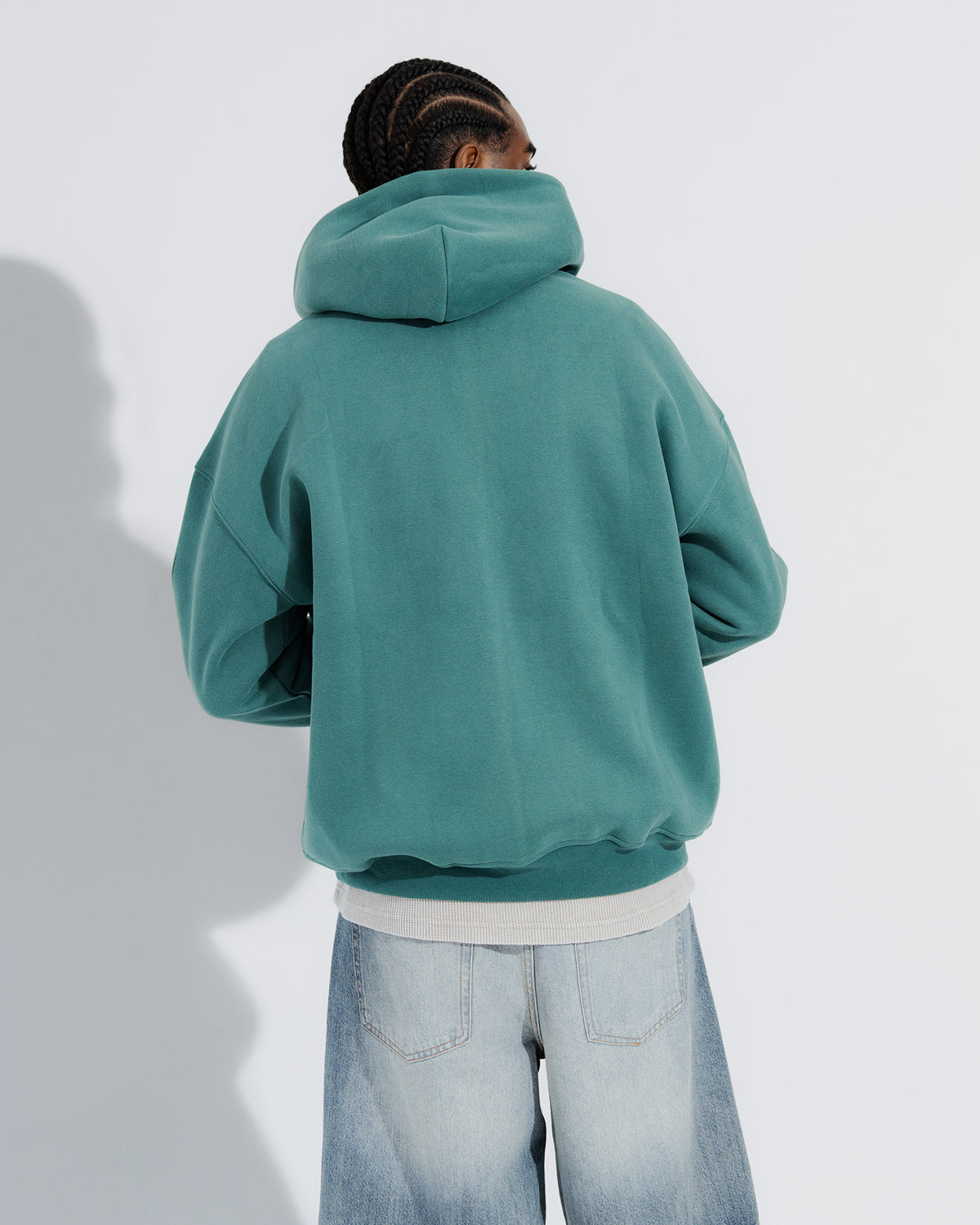 Oversized NYC Tribal Full Zip Hoodie in Antique green