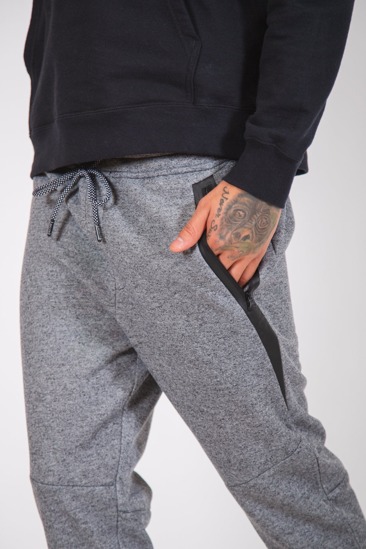 Comfortable men's fleece jogger #color_black marl