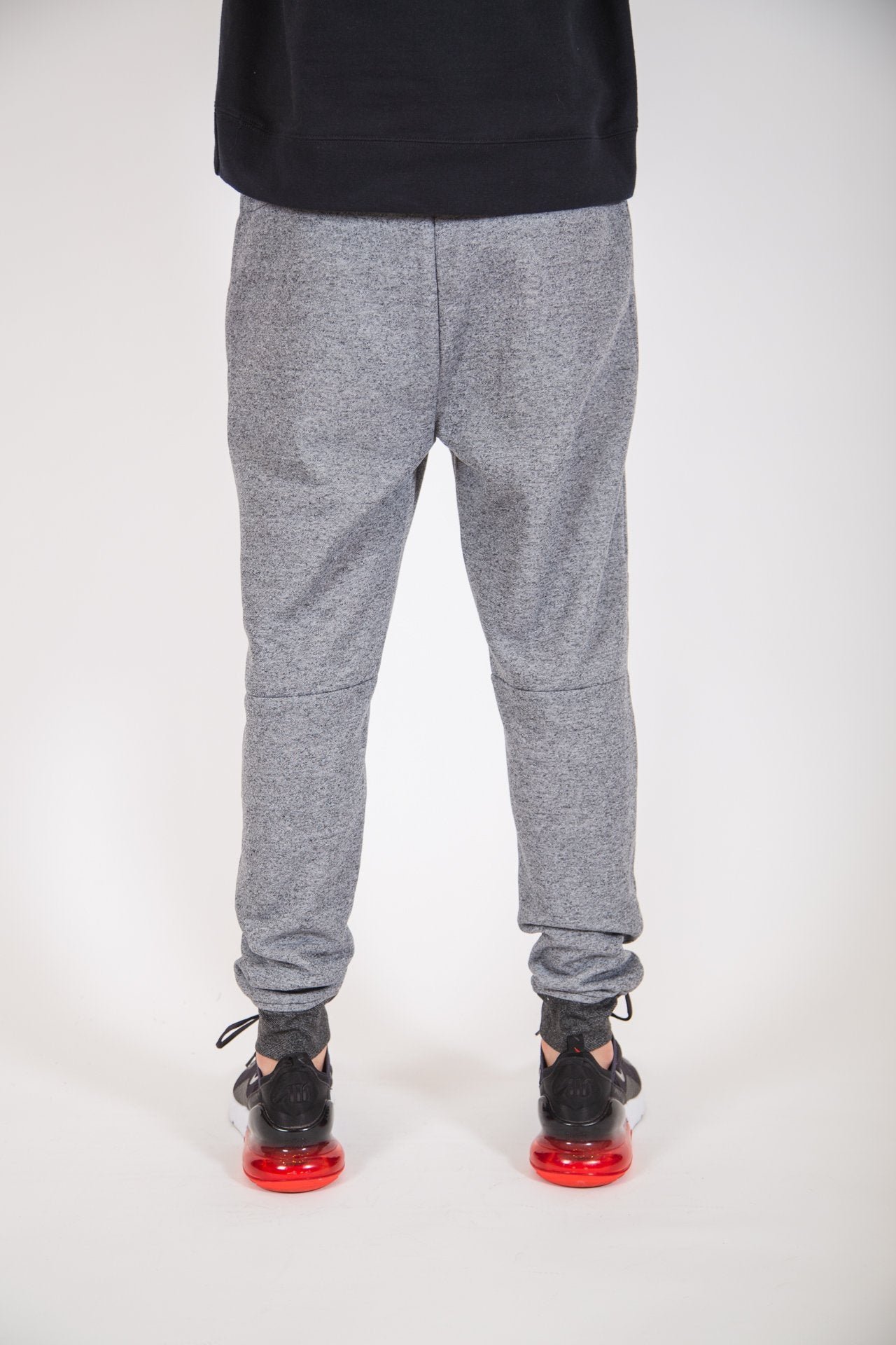 Men's casual fleece joggers with diagonal heat sealed side pockets
#color_black marl
